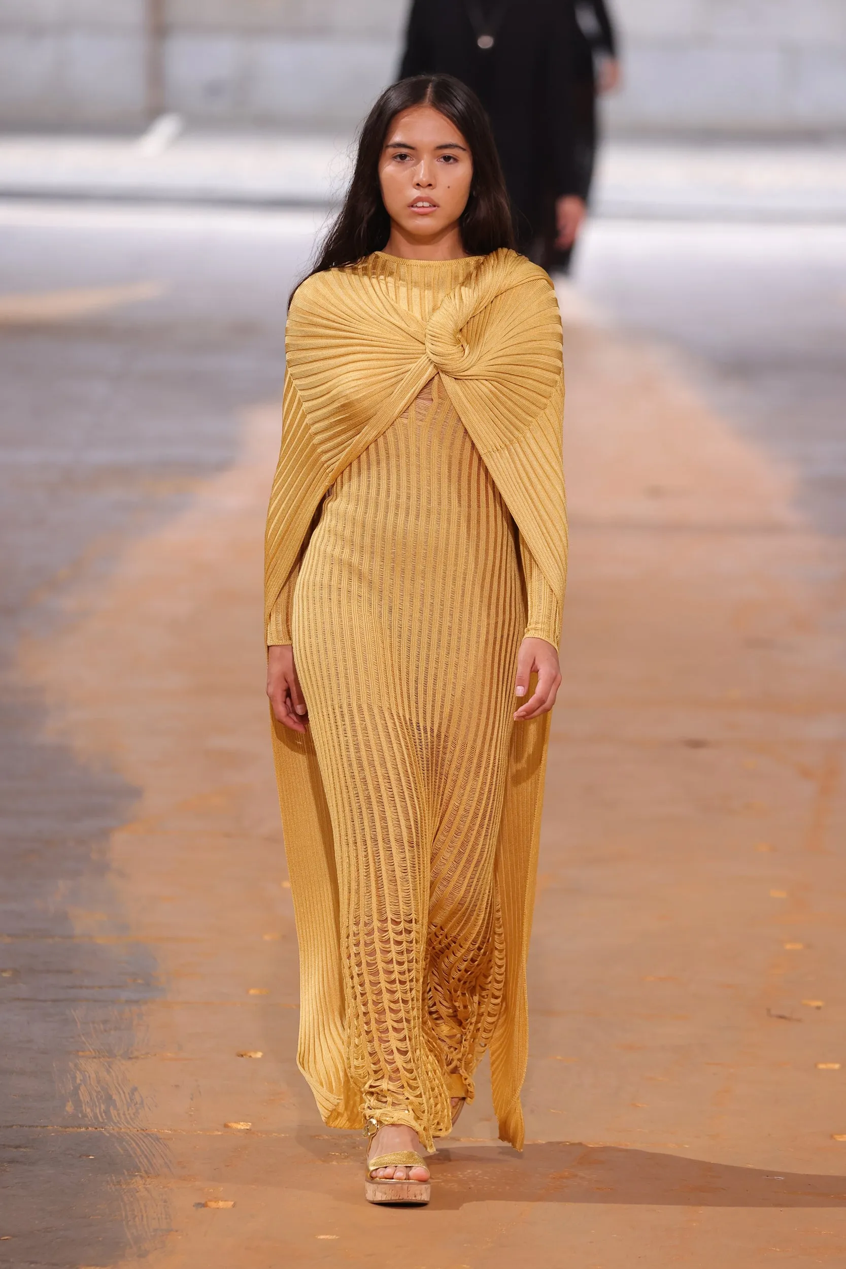 Maia Knit Dress in Gold Shappe Silk ComfortWaistband