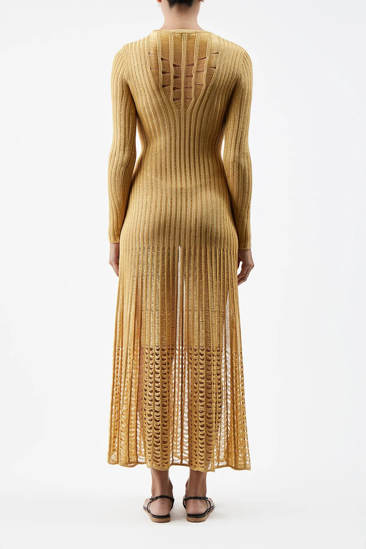 Maia Knit Dress in Gold Shappe Silk Weekend Look