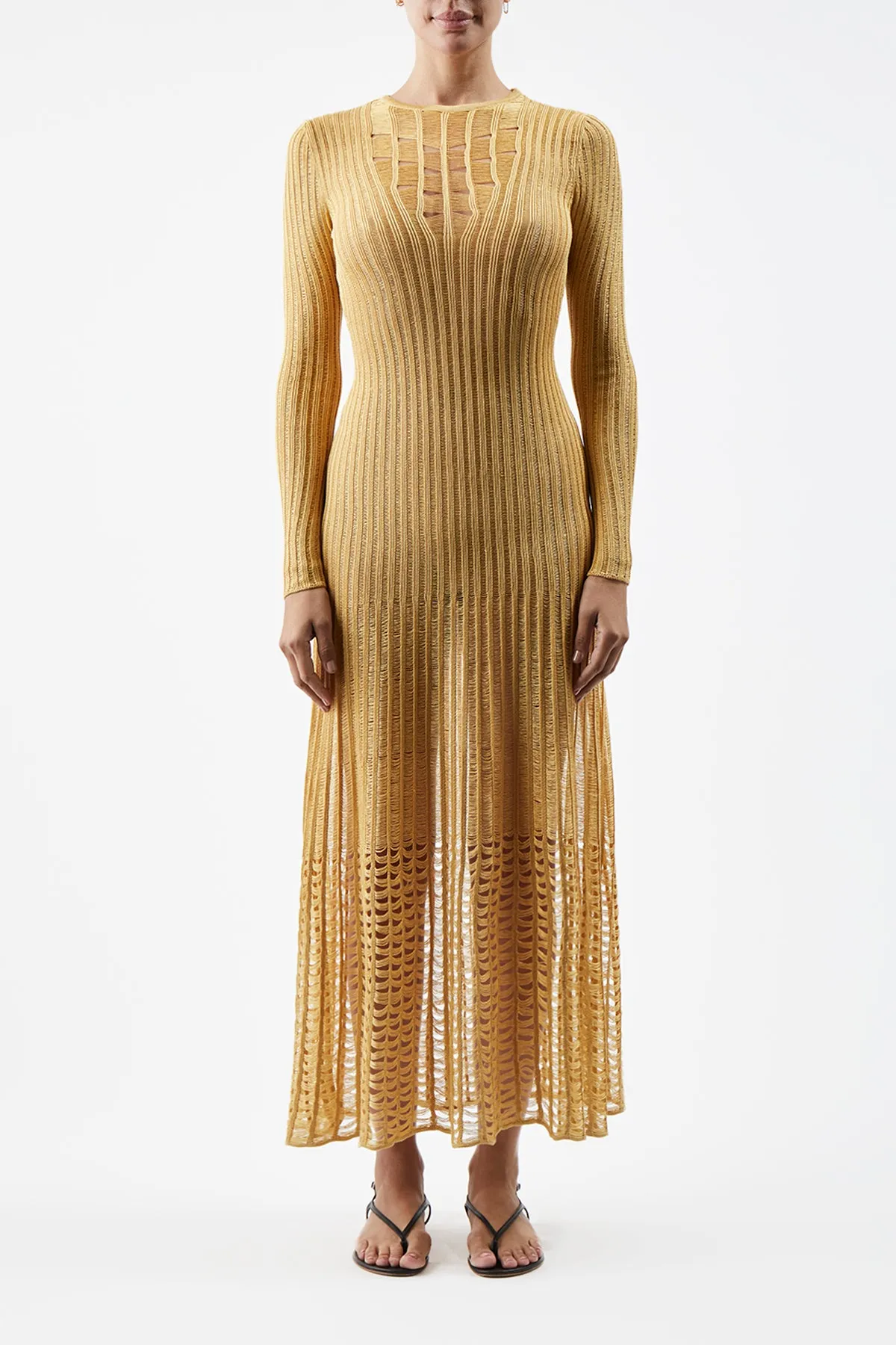 Thermal Insulation SustainableProduction Maia Knit Dress in Gold Shappe Silk