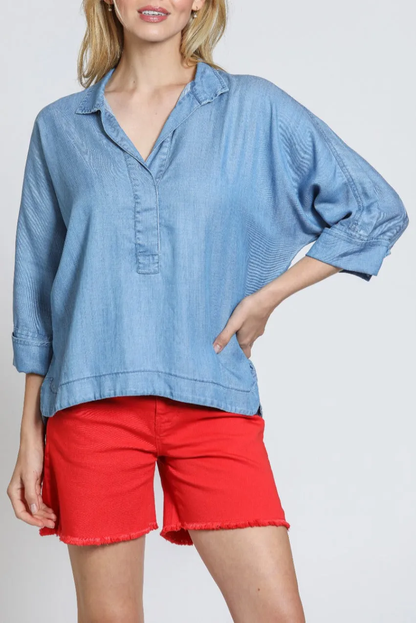 Pullover With High-Low Hem EcoDyeProcess Lake Mood