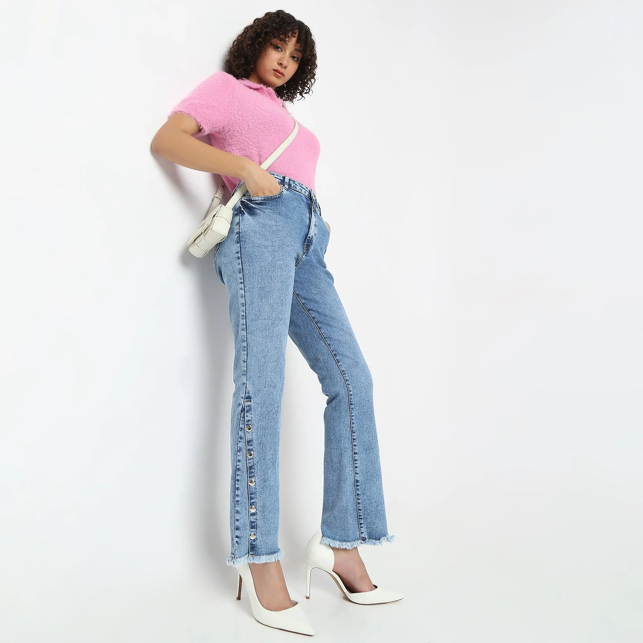 Boot Cut Full Length High Rise Jeans World Glow Love Energy
