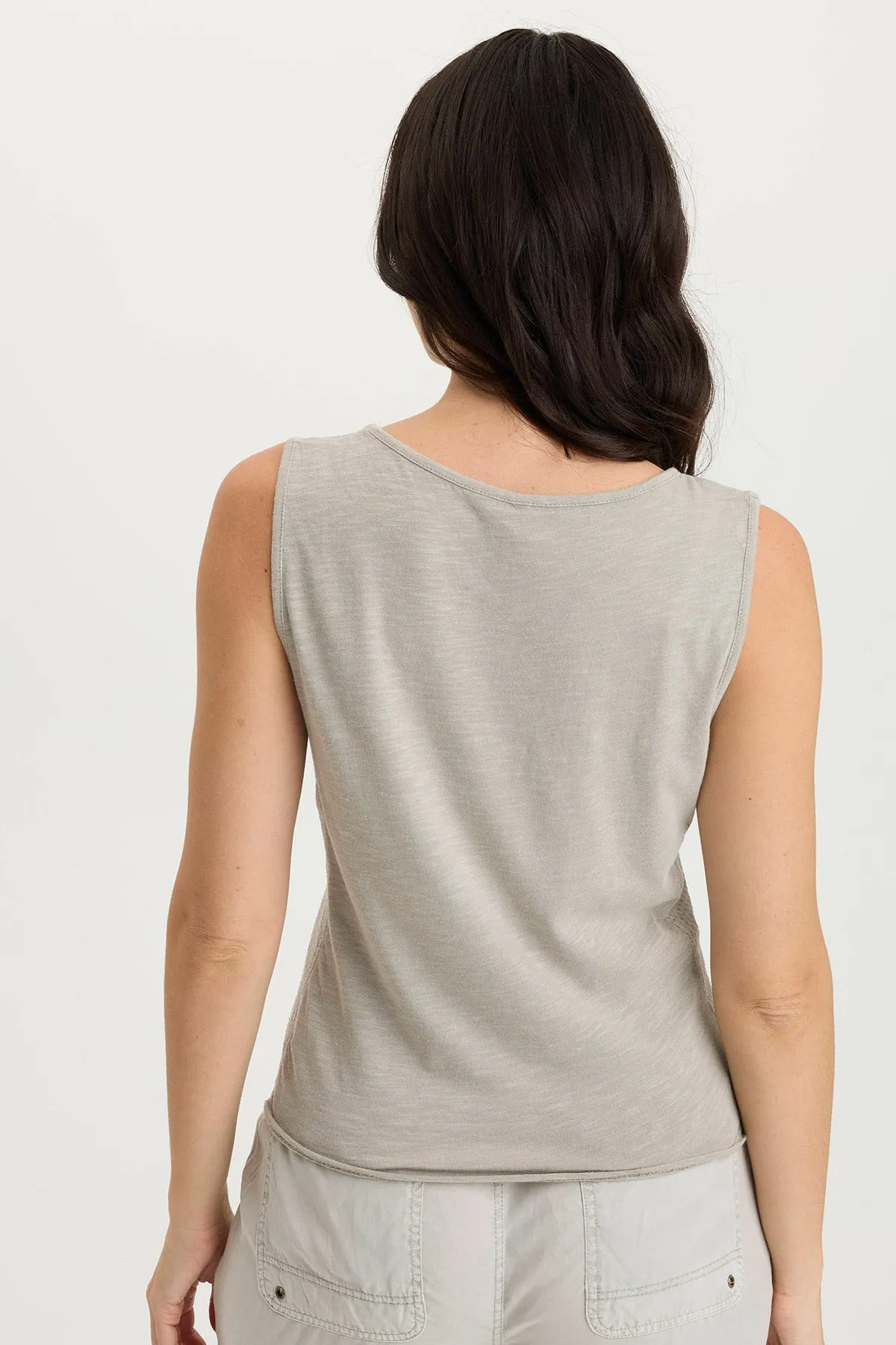FlexibleMaterial Landis Peforated Poplin   Jersey Pocket Tank