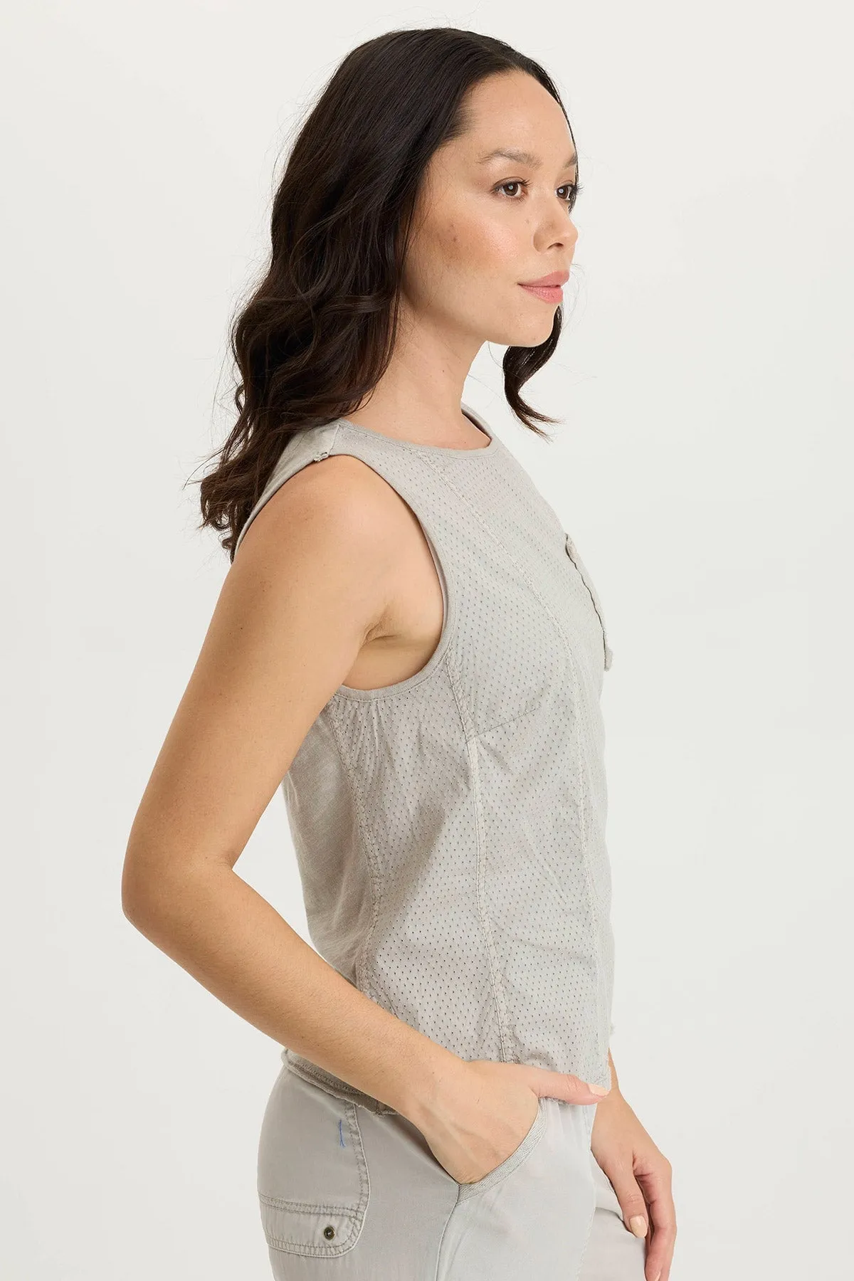 Landis Peforated Poplin   Jersey Pocket Tank Global Glow OdorResistantClothing