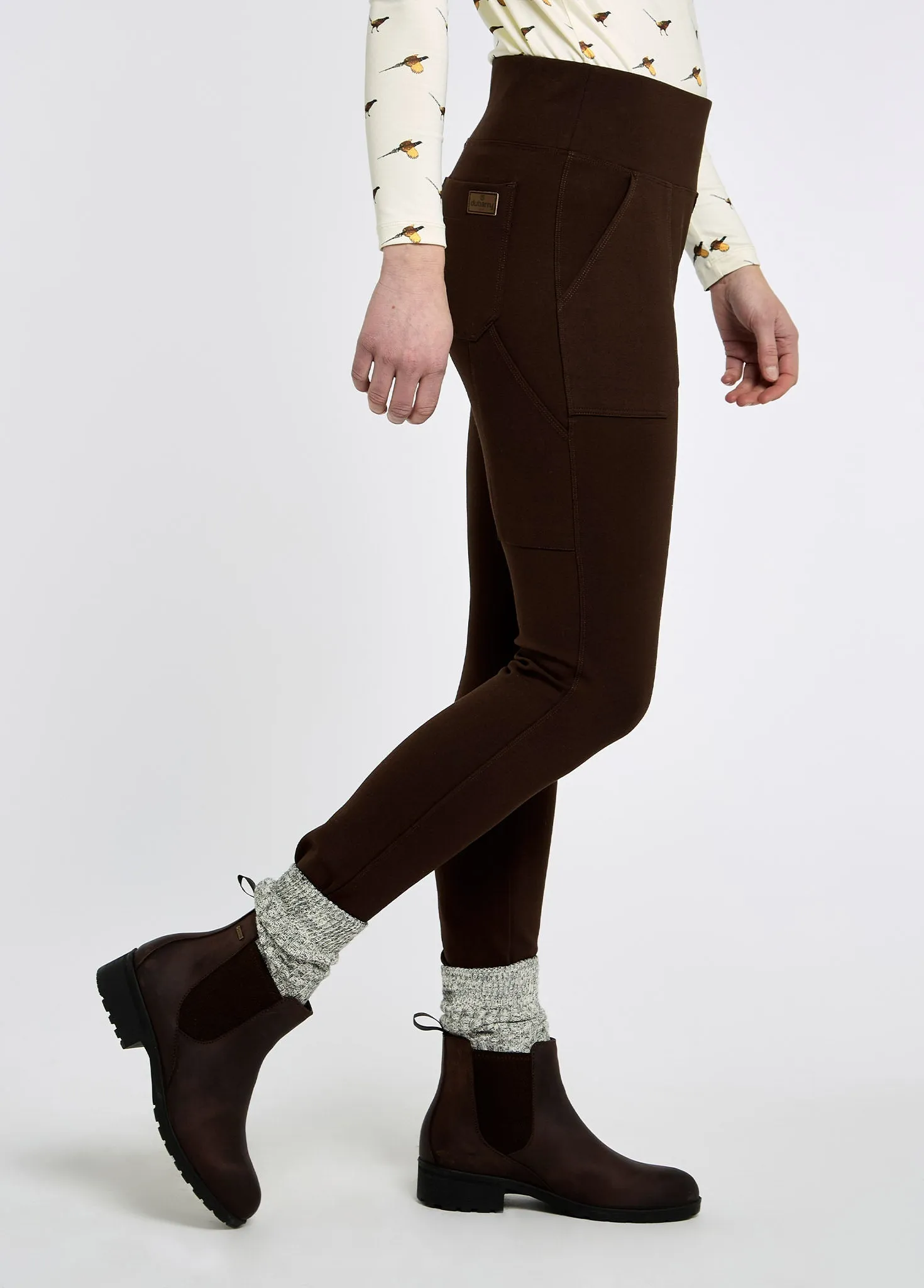 ShapeRetentionCloth SlipResistantHem Pepperwort Women's water repellent leggings - Bourbon