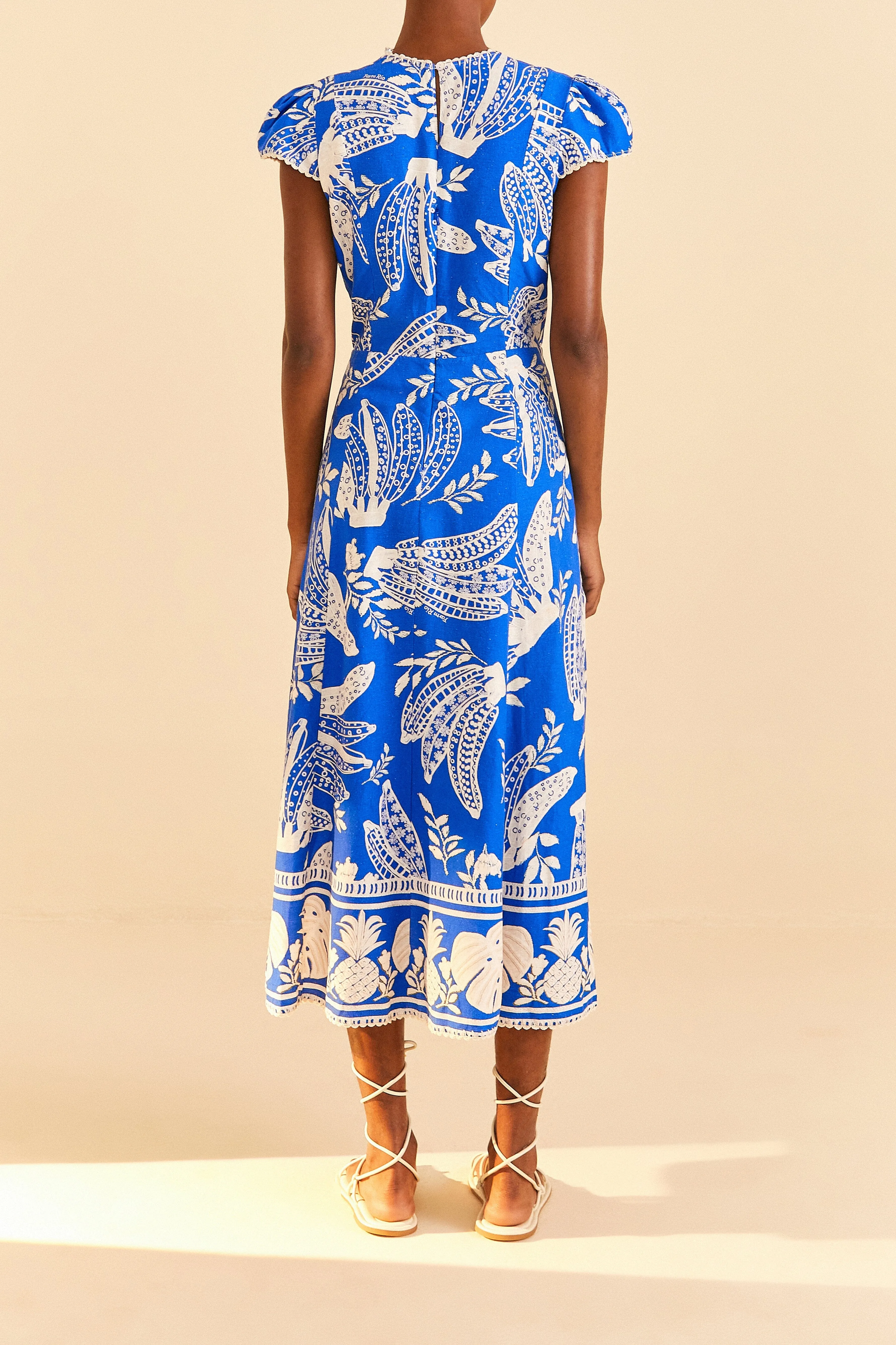 Beautiful floral midi Blue Lace Banana Midi Dress