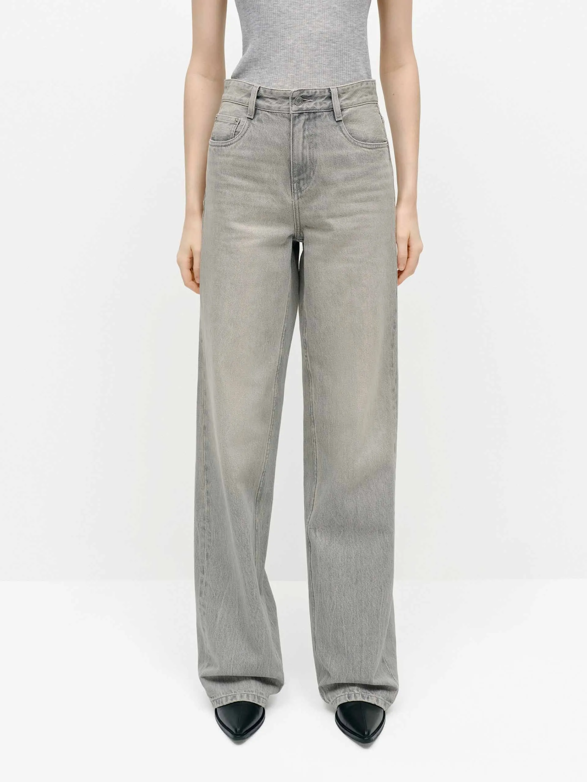 Cotton Light Grey Jeans Light Outfit Durable Hardware