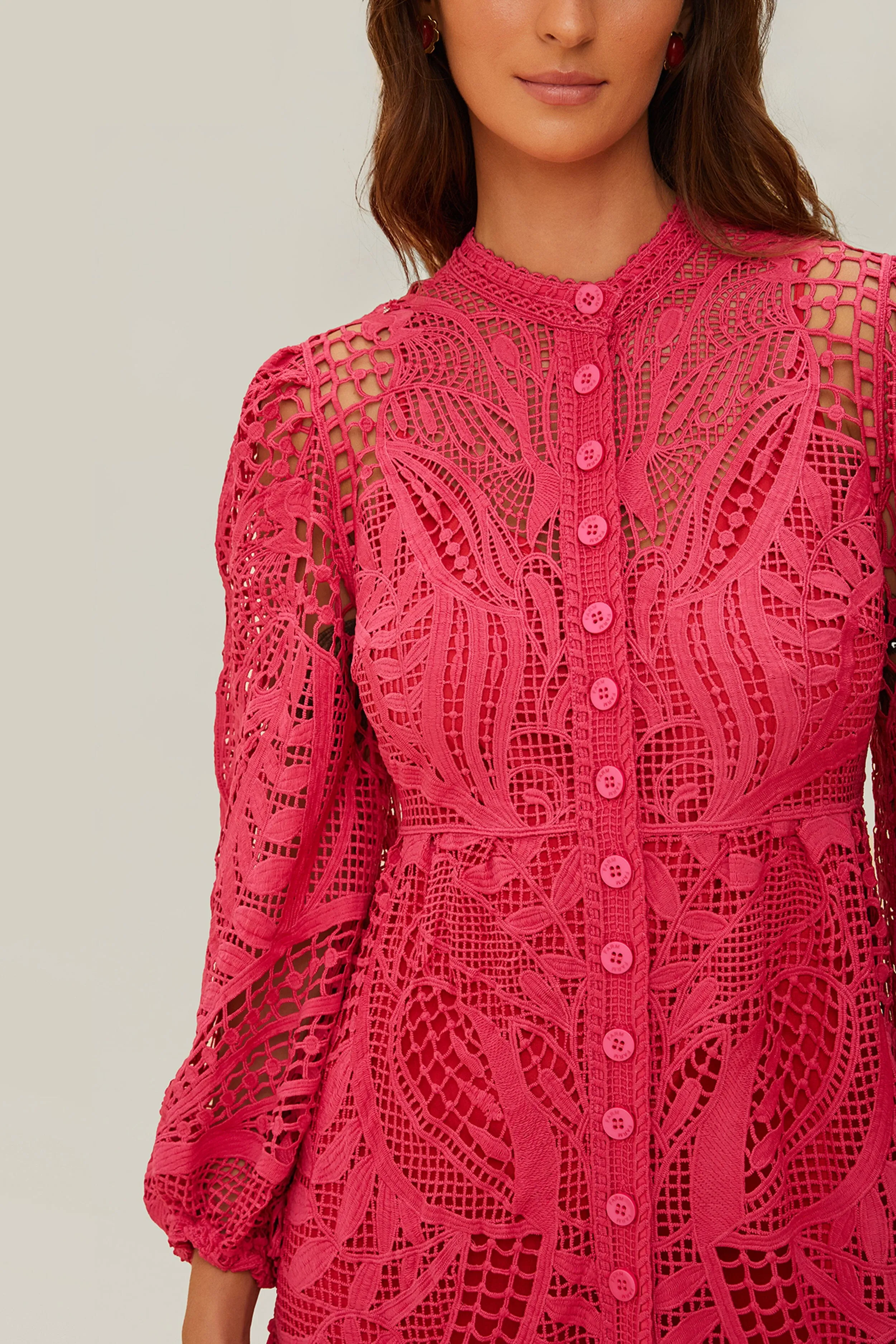 Pink Guipire Maxi Dress This maxi dress is perfect for creating a chic and polished look without trying too hard