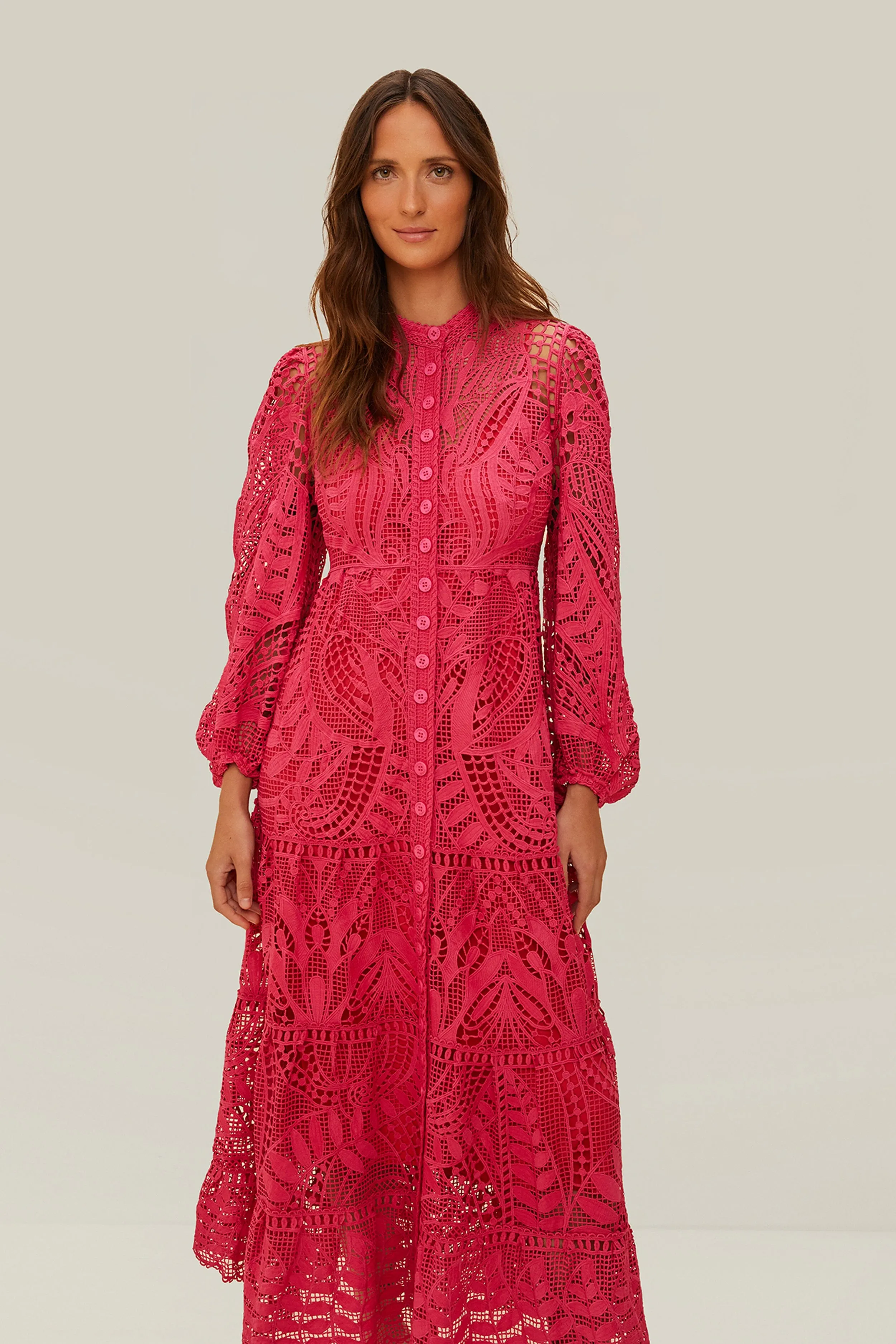 Pink Guipire Maxi Dress Luxurious long dress