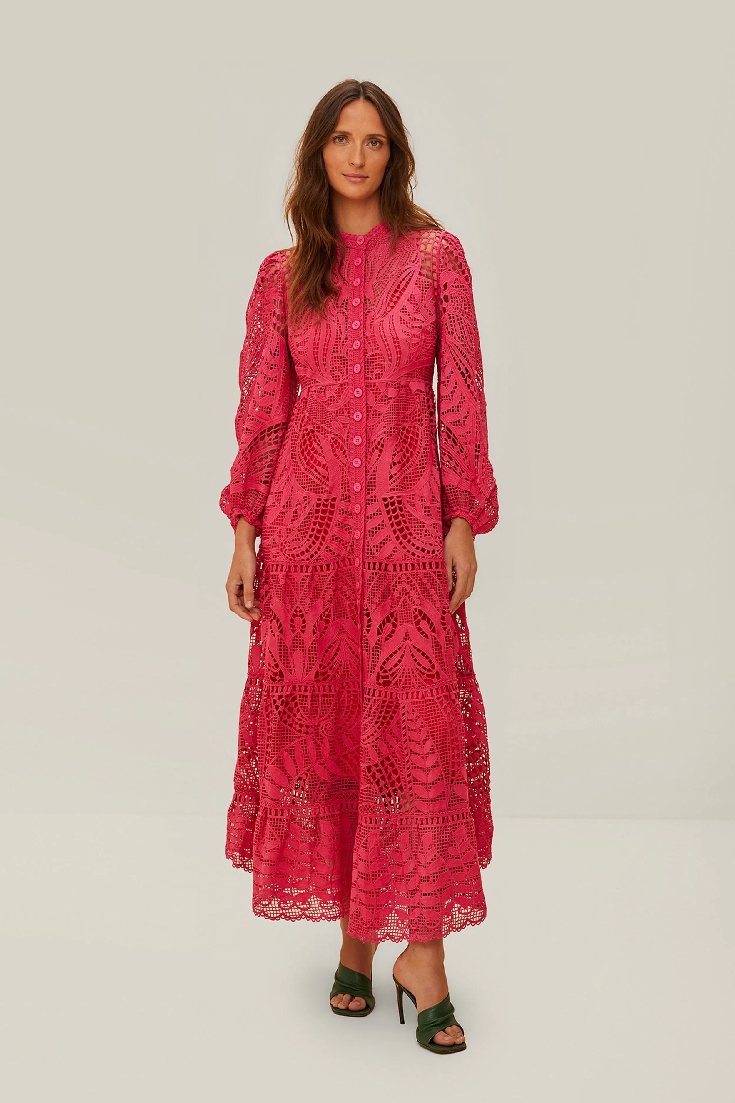 Pink Guipire Maxi Dress Ruby Shine