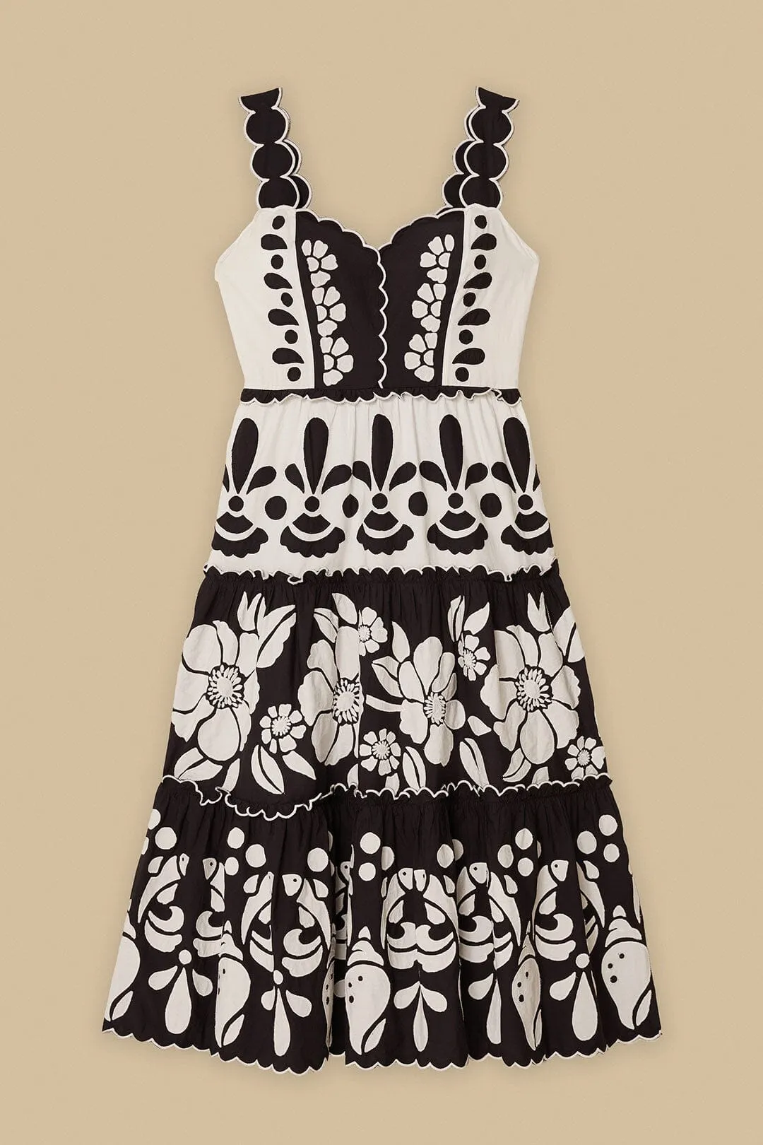 Black And White Summer Cutwork Organic Cotton Midi Dress Trendy Outfit Day To Night Look