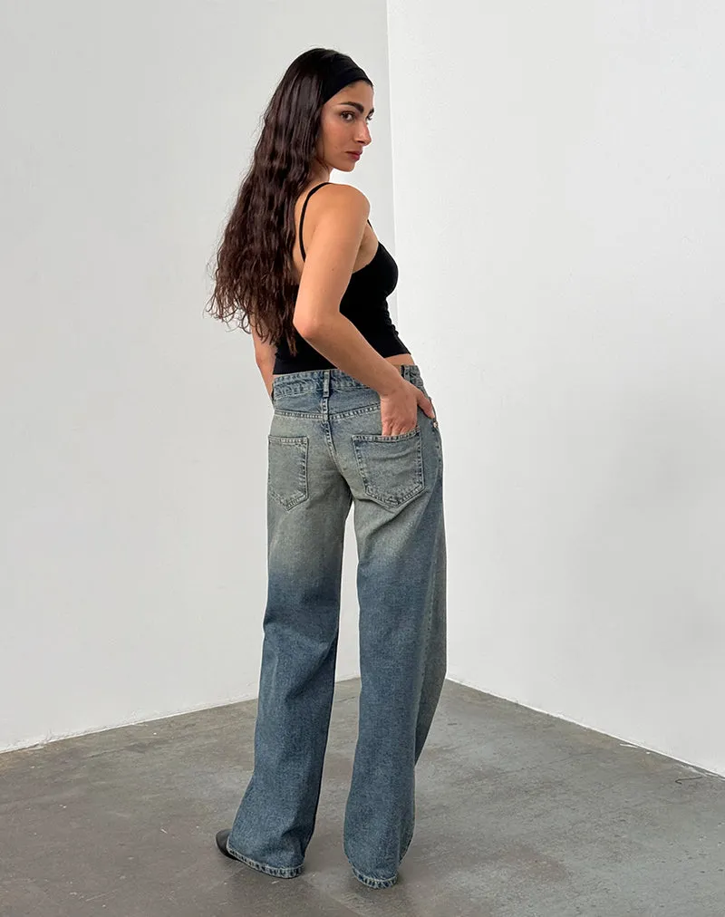 Office Mood Low Rise Parallel Jeans in Extreme Blue Green