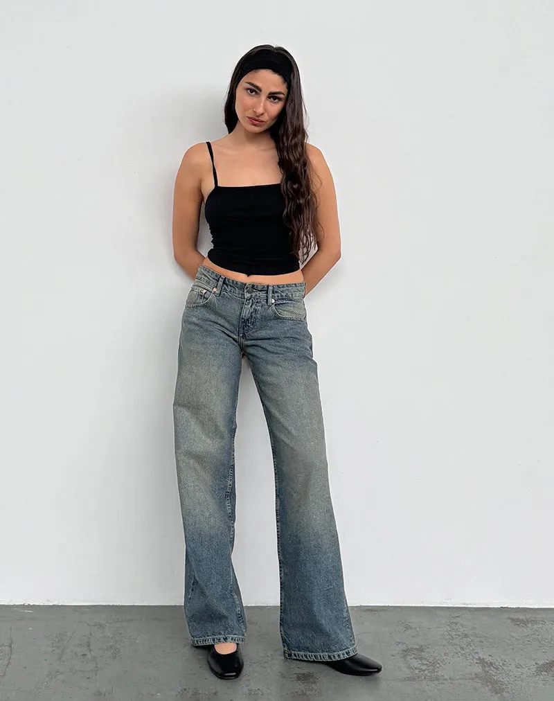 Low Rise Parallel Jeans in Extreme Blue Green NonIrritating Seams AI Style