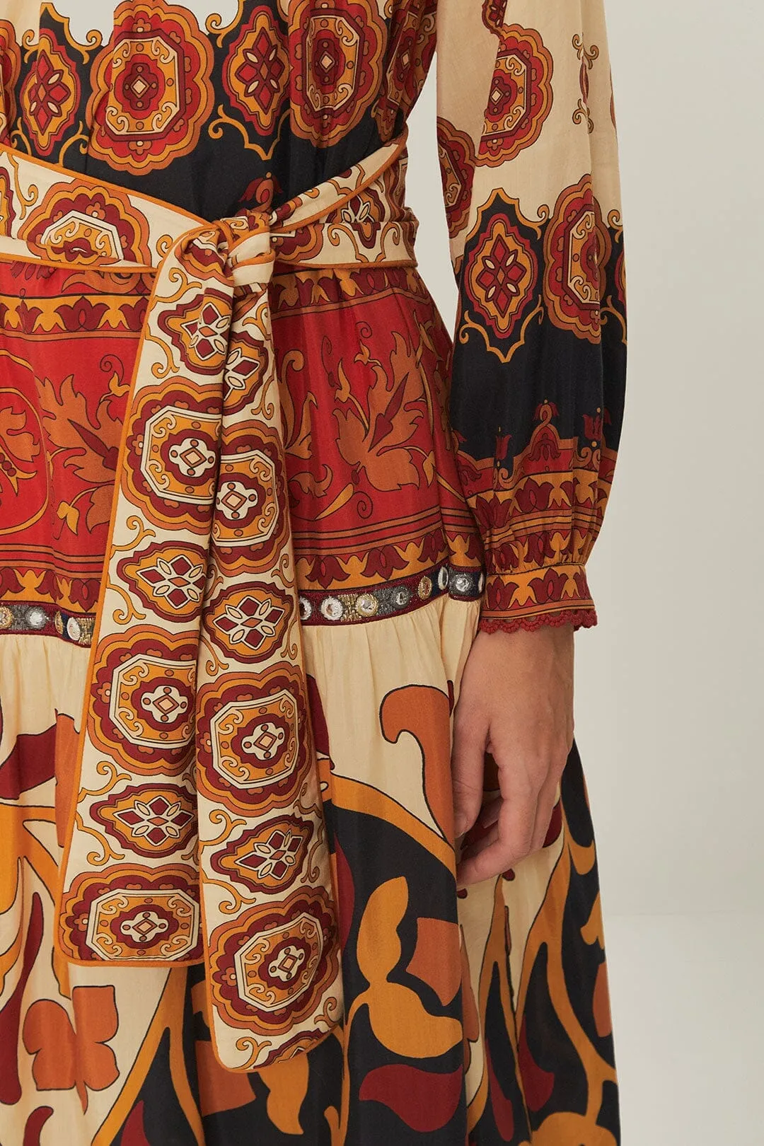 Chic Design Cream Ainika Tiles Midi Dress