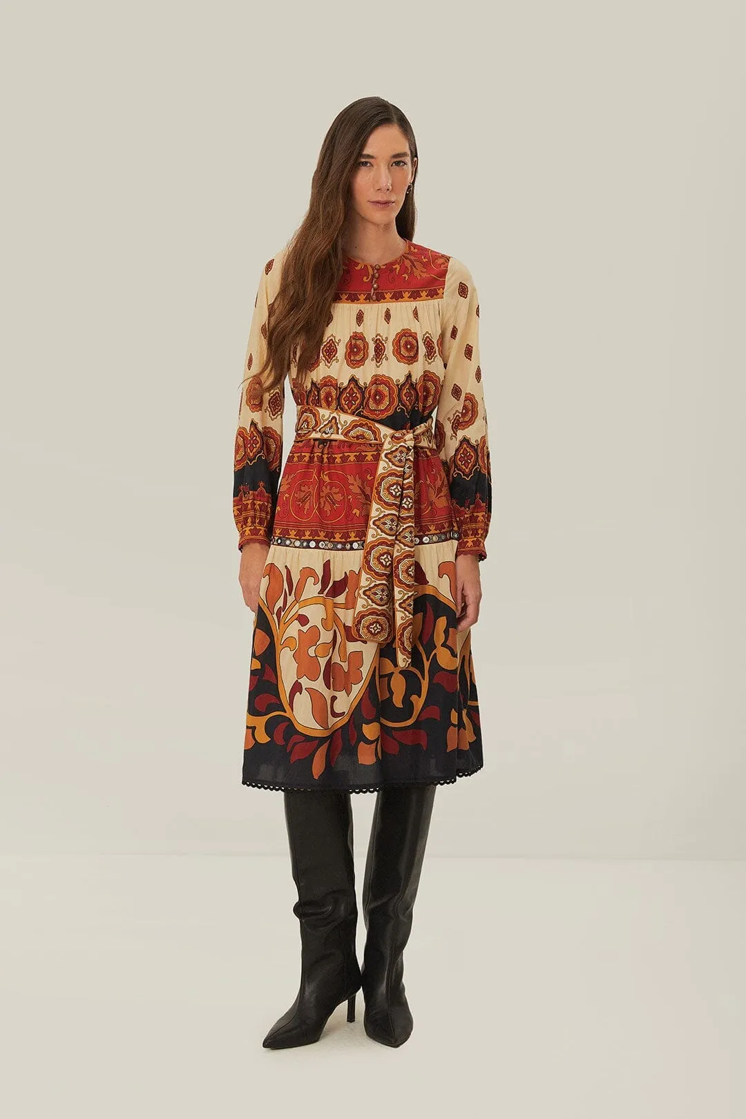 Cream Ainika Tiles Midi Dress breath easy All-Season Style