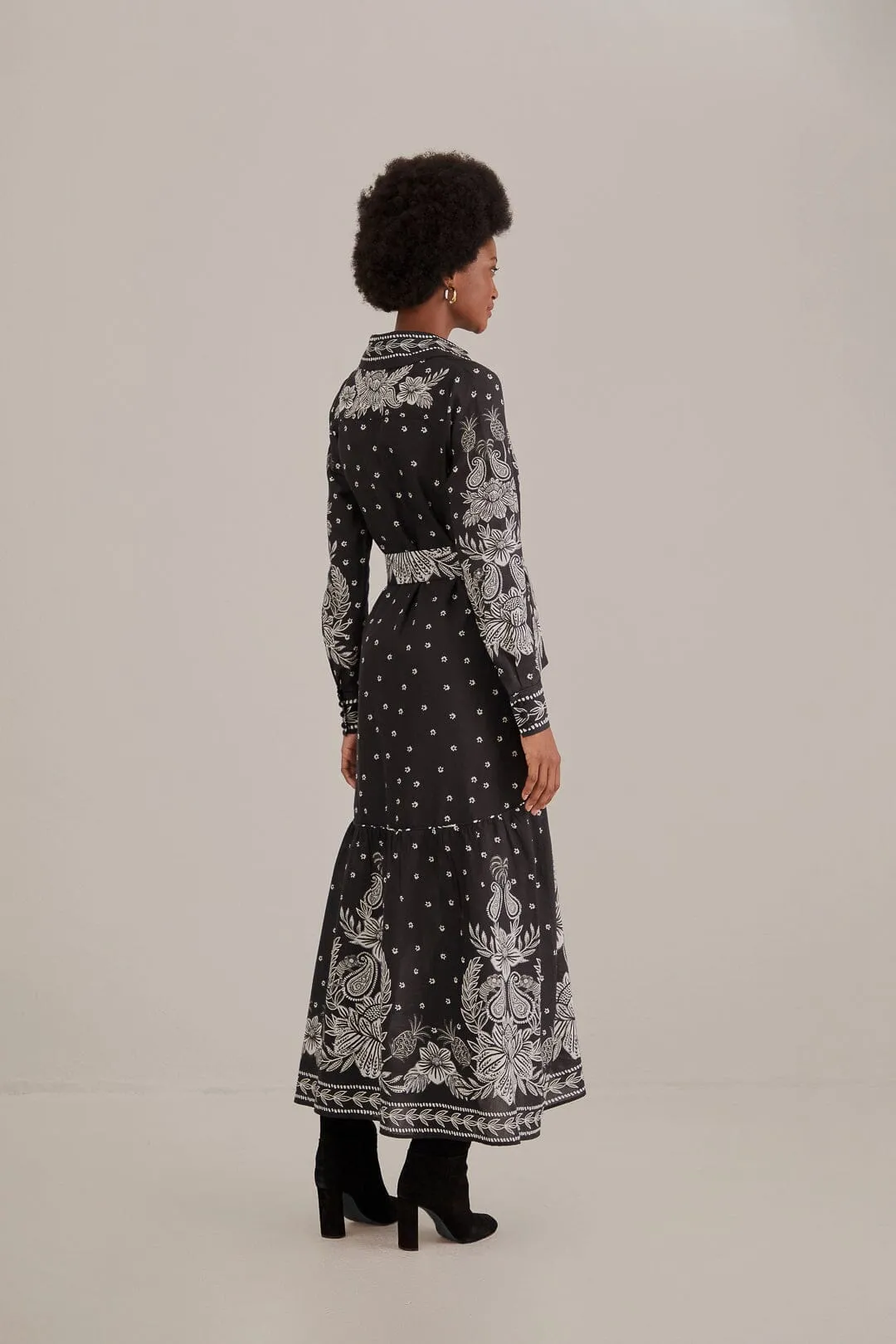 Black Paisley Bloom Maxi Dress Vibrant evening maxi