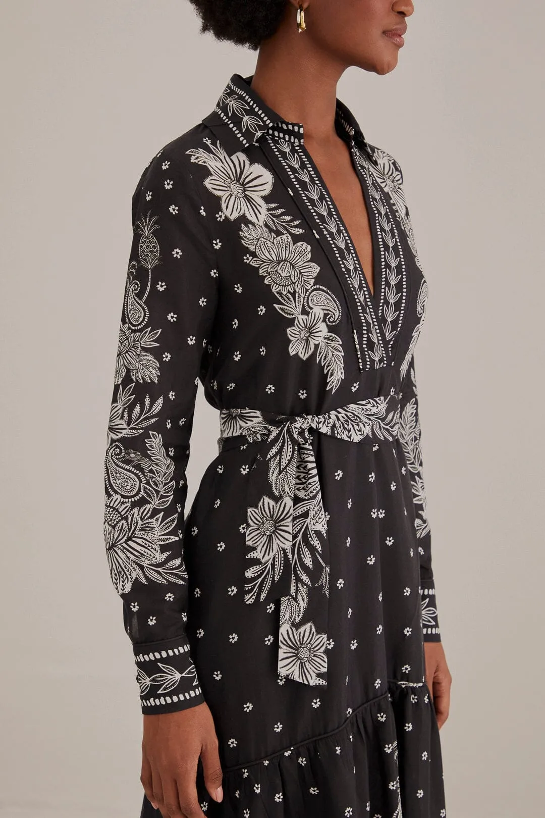 Black Paisley Bloom Maxi Dress Star Trail