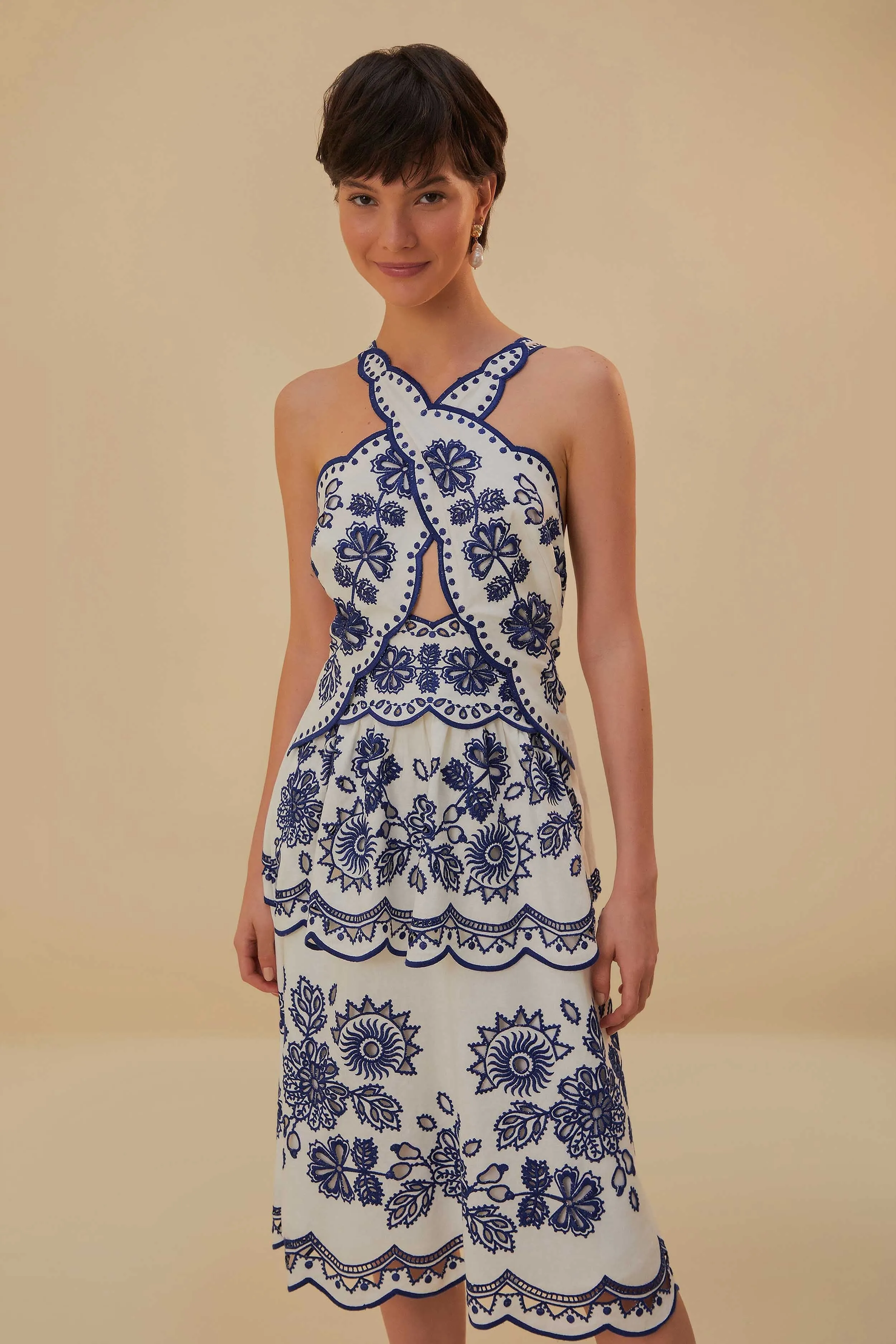 Pack Friendly Off-White Richelieu Lenzing? Ecovero? Euroflax? Midi Dress
