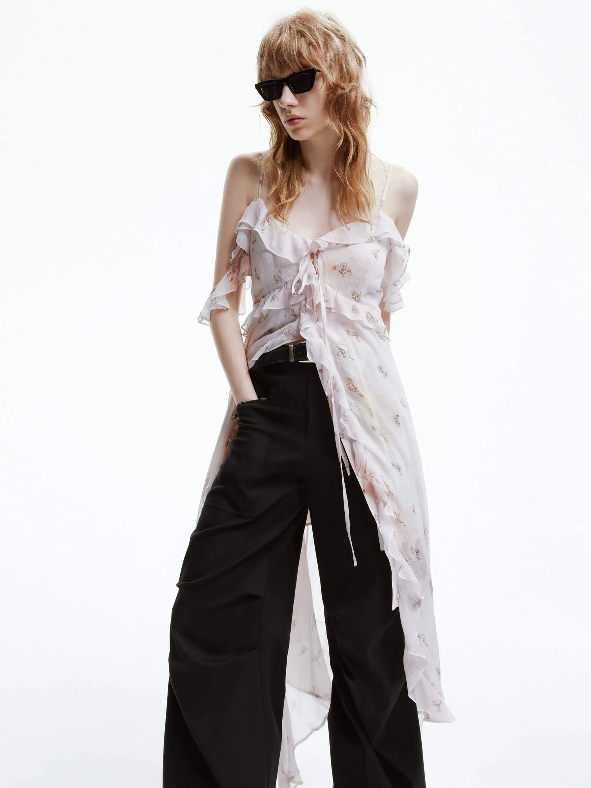 Alley View Ruffle Chiffon Midi Dress