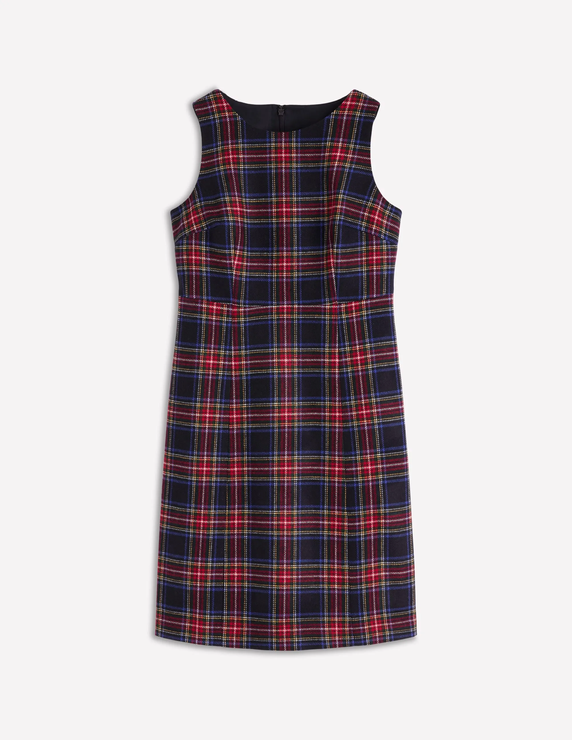 Fresh Look Annie Check Shift Dress-Navy, Green and Red Check