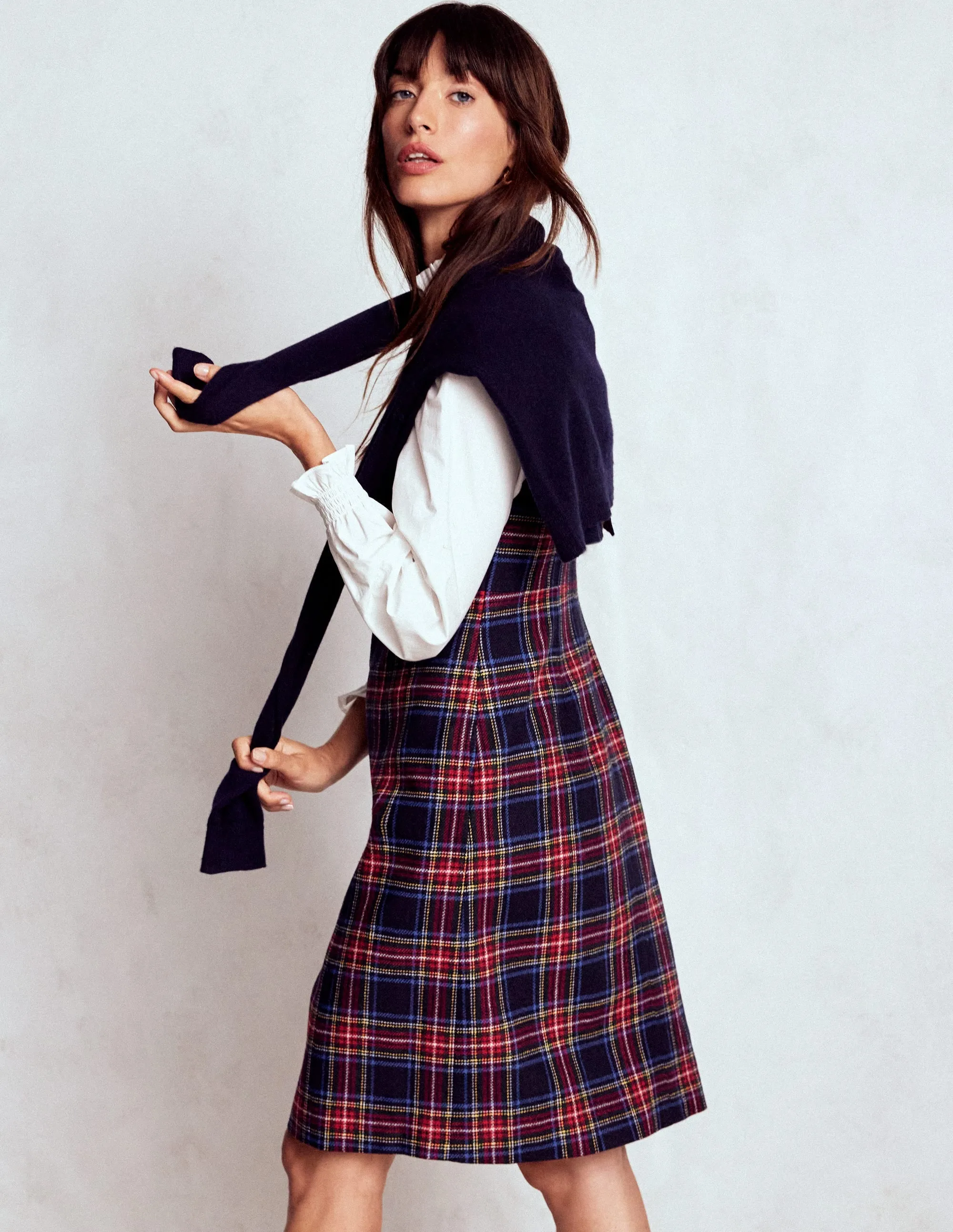 Annie Check Shift Dress-Navy, Green and Red Check Urban Fresh