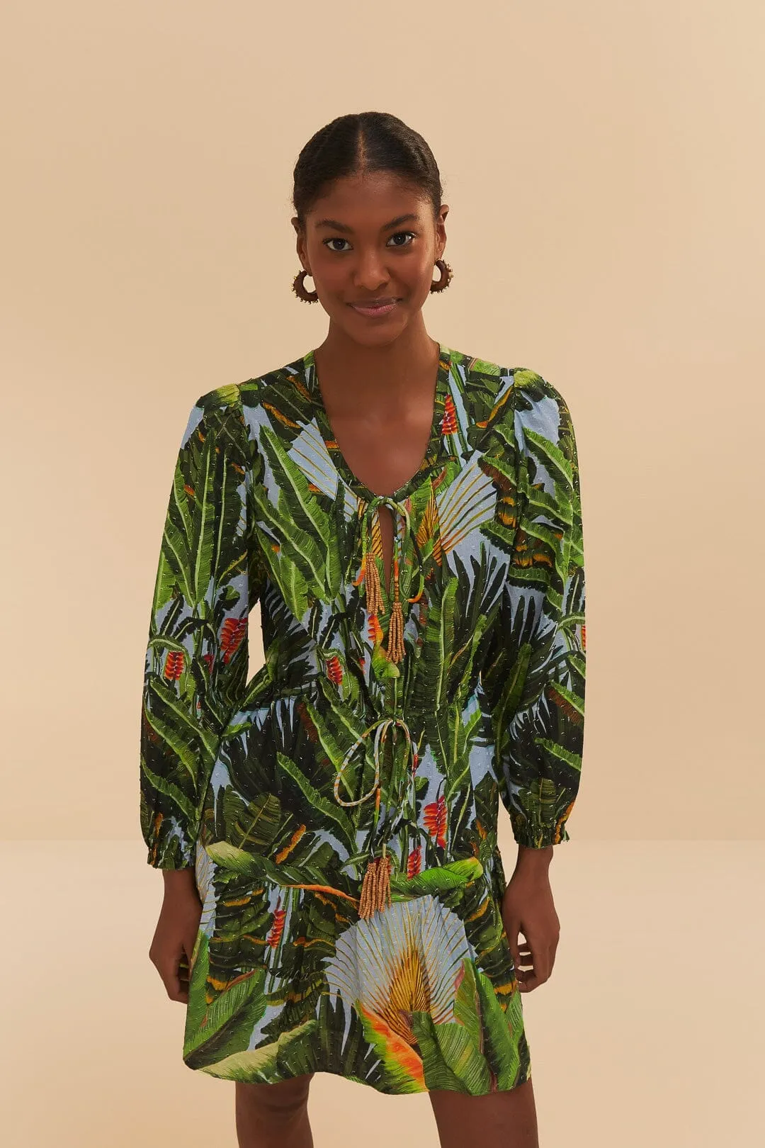 Blue Amazonia Forest Mini Dress Flattering Design Look Shine Edge