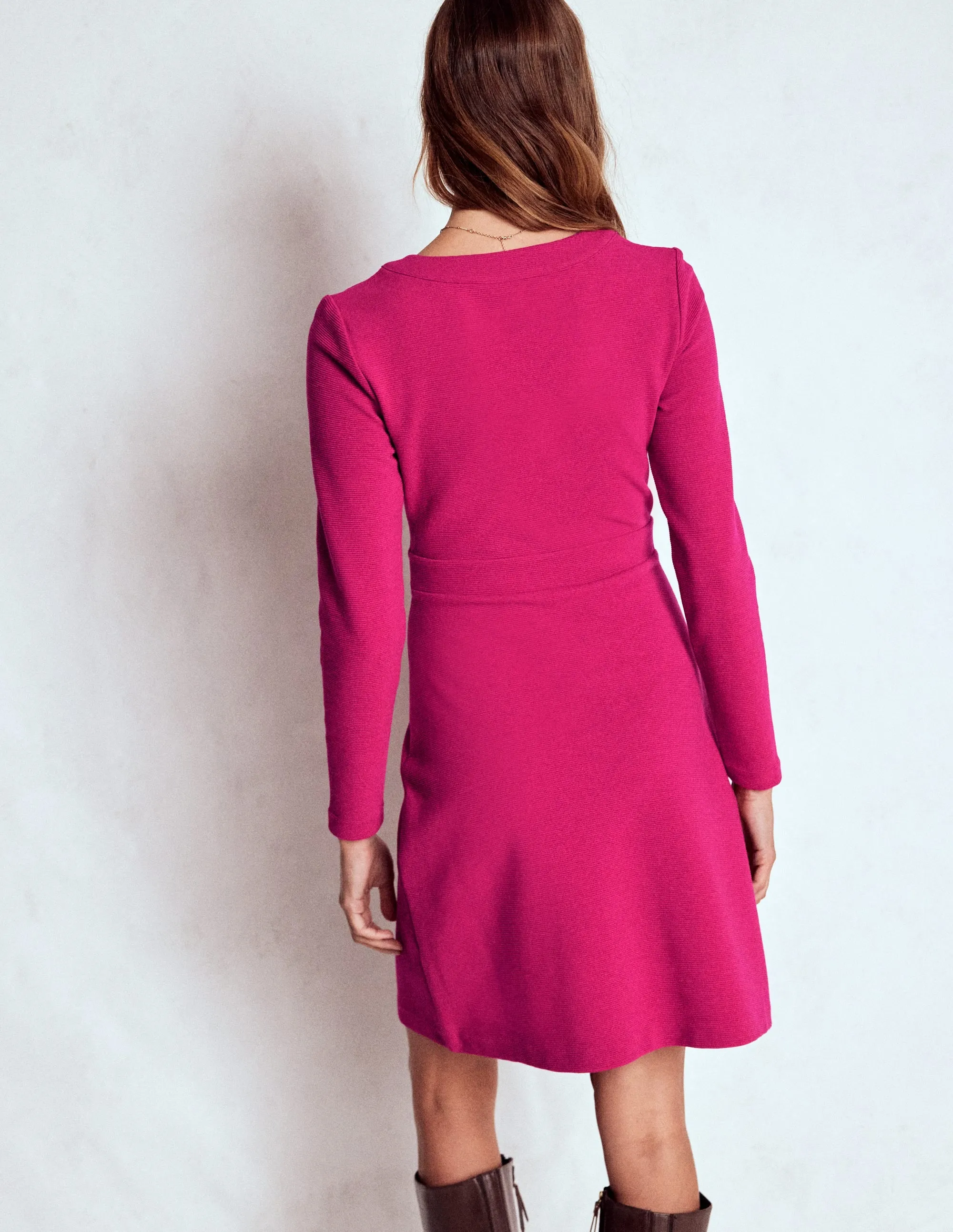 Flattering Fit Airy Vibe Lavinia Button Shift Dress-Vibrant Pink