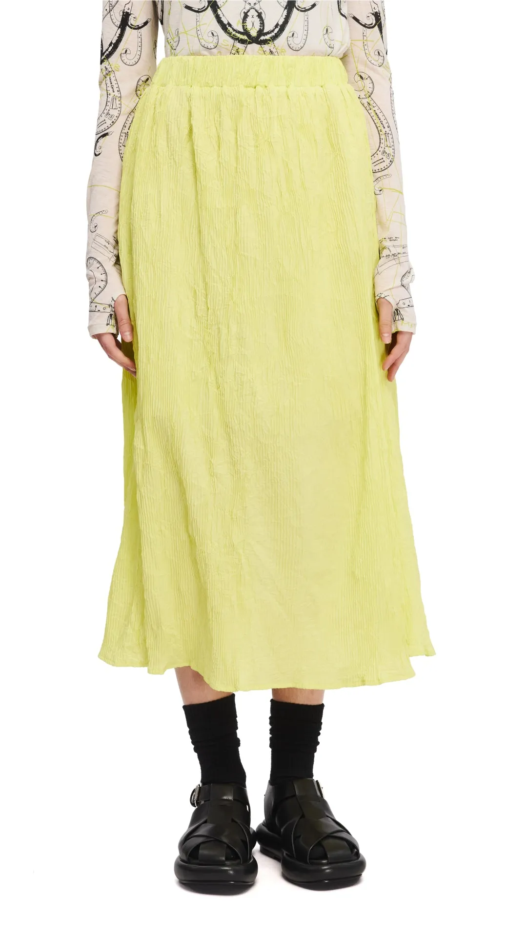 Wrap style Washable fabric Pleated Skirt