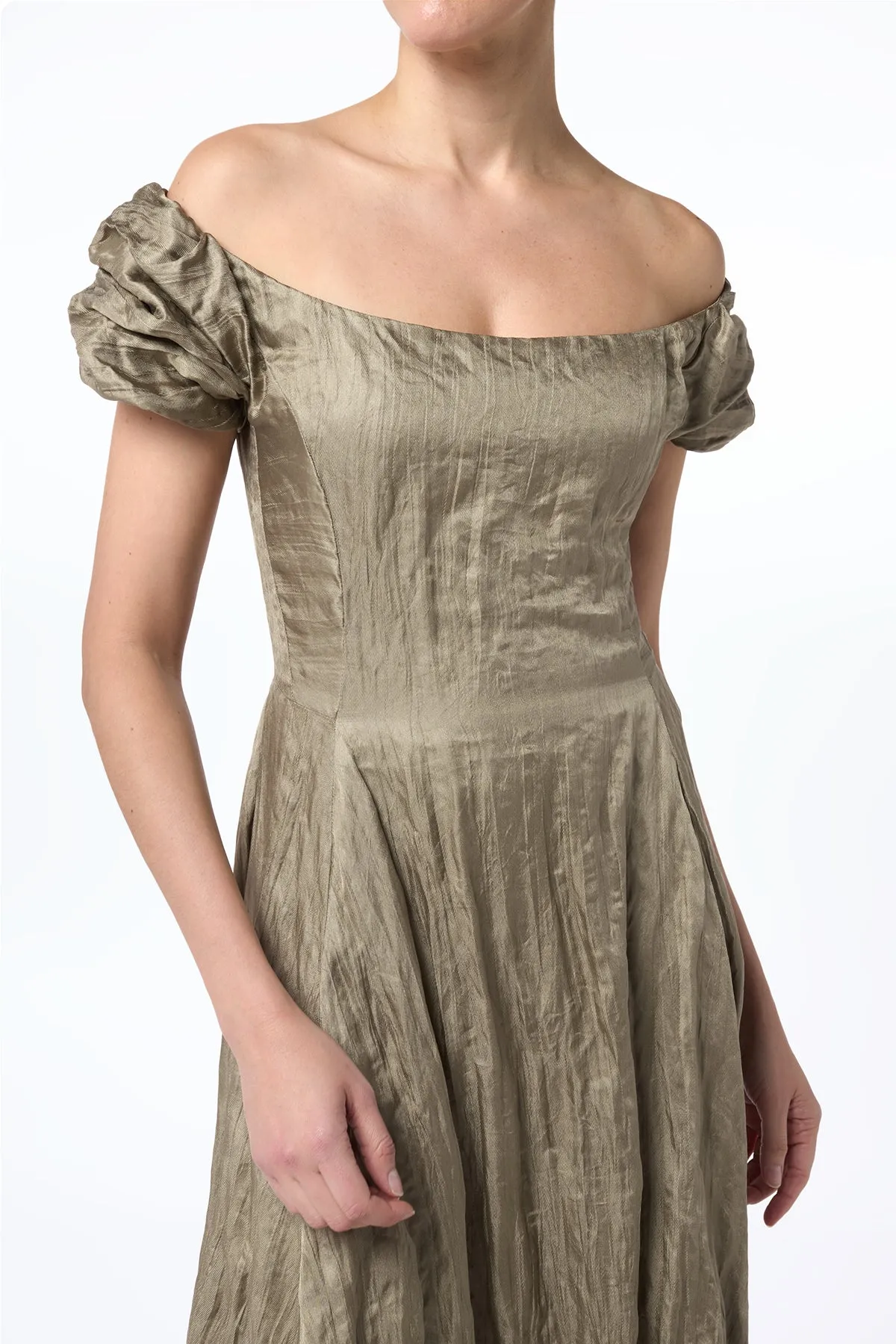 Match Fit Juniper Maxi Dress in Gunmetal Metallic Silk
