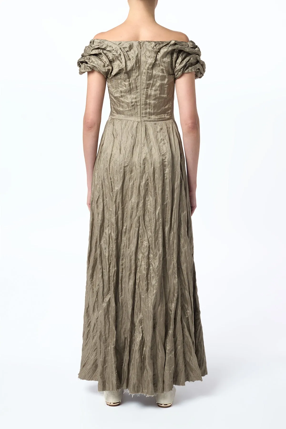 Juniper Maxi Dress in Gunmetal Metallic Silk smooth zipper