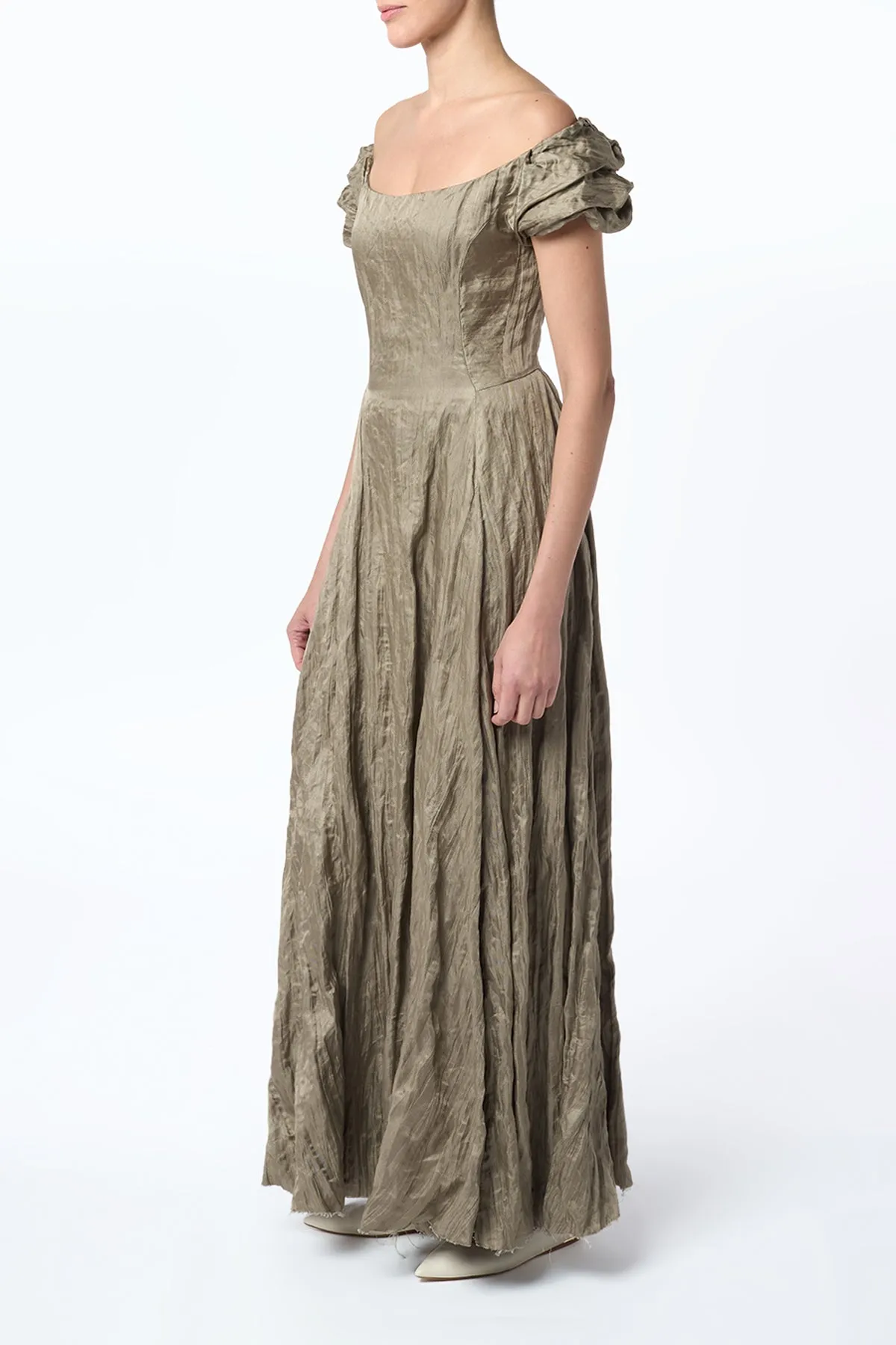 HighVisibility Trim Juniper Maxi Dress in Gunmetal Metallic Silk