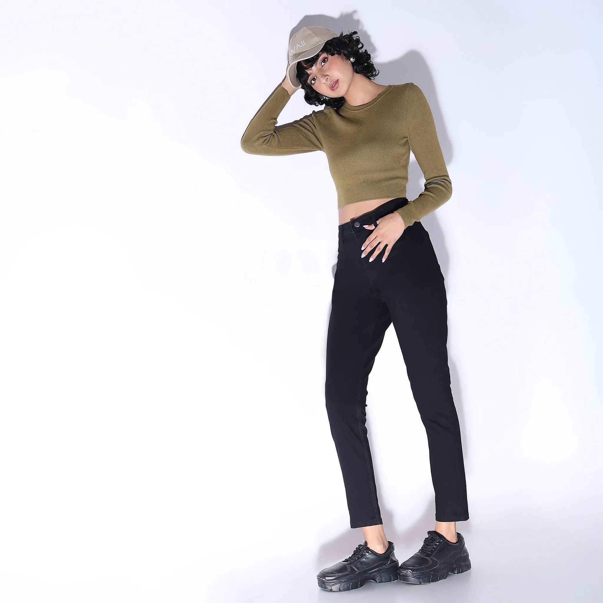 TactileStitching Trend Base Skinny Fit Solid High Rise Jeans