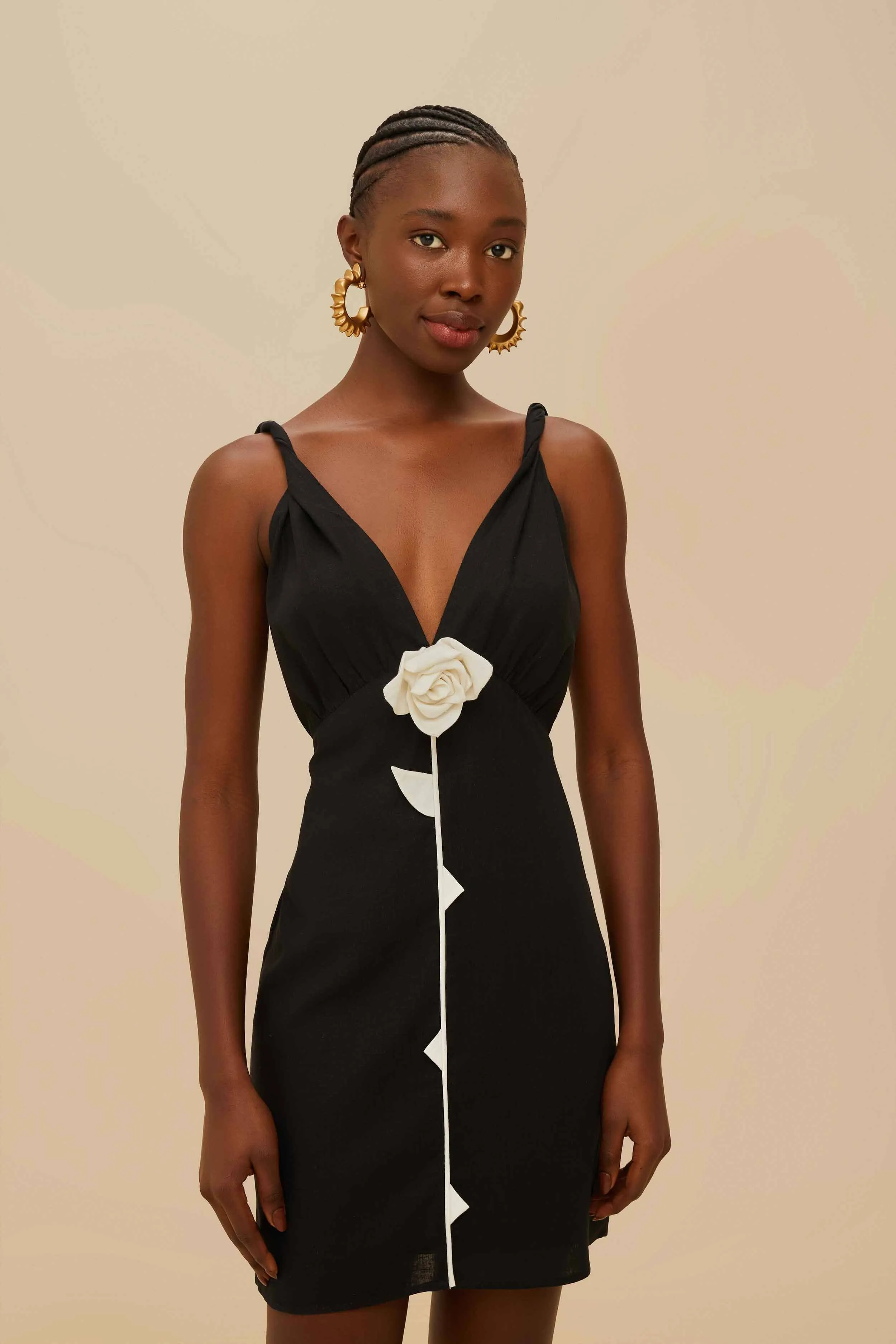 Black And White Rose LENZING? ECOVERO? Euroflax? Mini Dress Timeless Chic Shine Warm