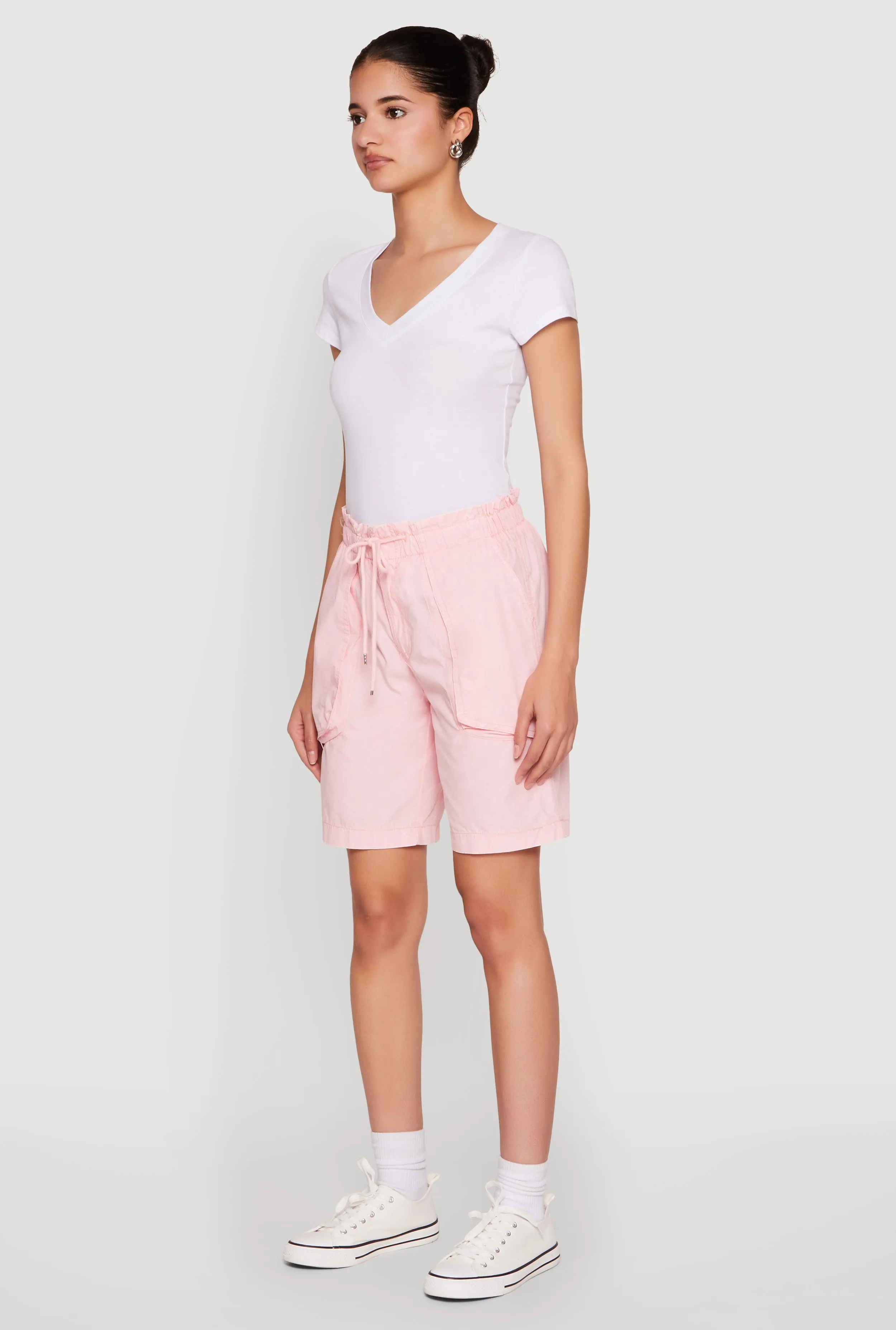 Poplin Drawstring Bermuda Shorts Anti Static Treatment Baby shower gift