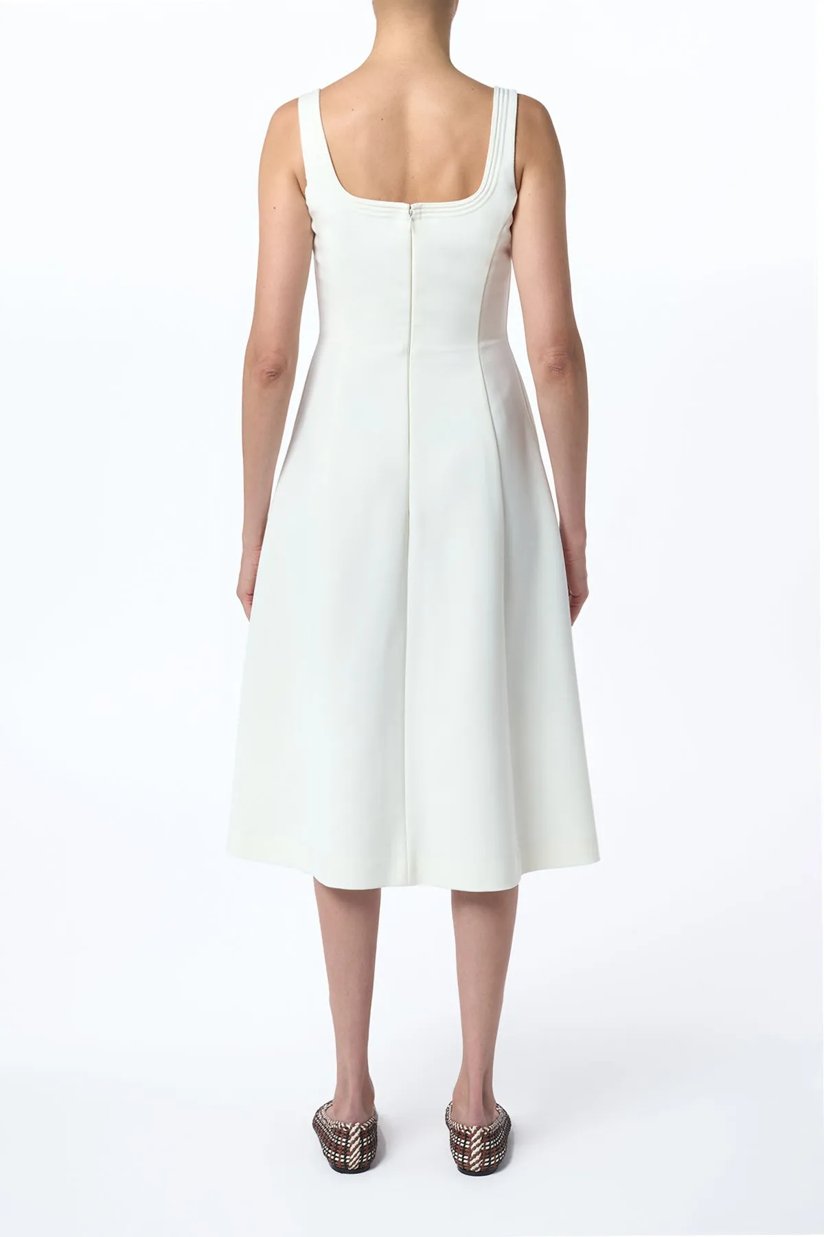 Adaline Midi Dress in Ivory Soft Wool MultiPocketDesign