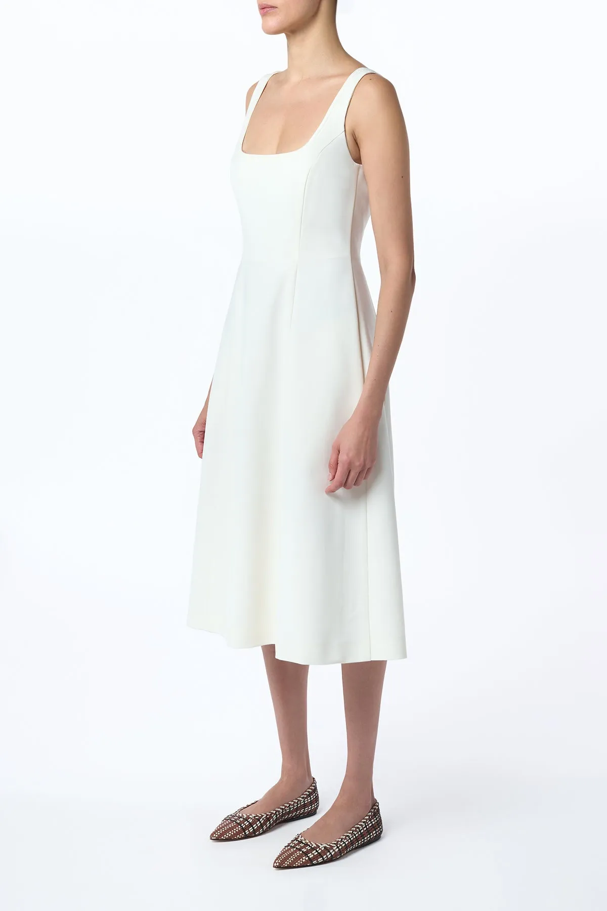 Adaline Midi Dress in Ivory Soft Wool HighVisibility
