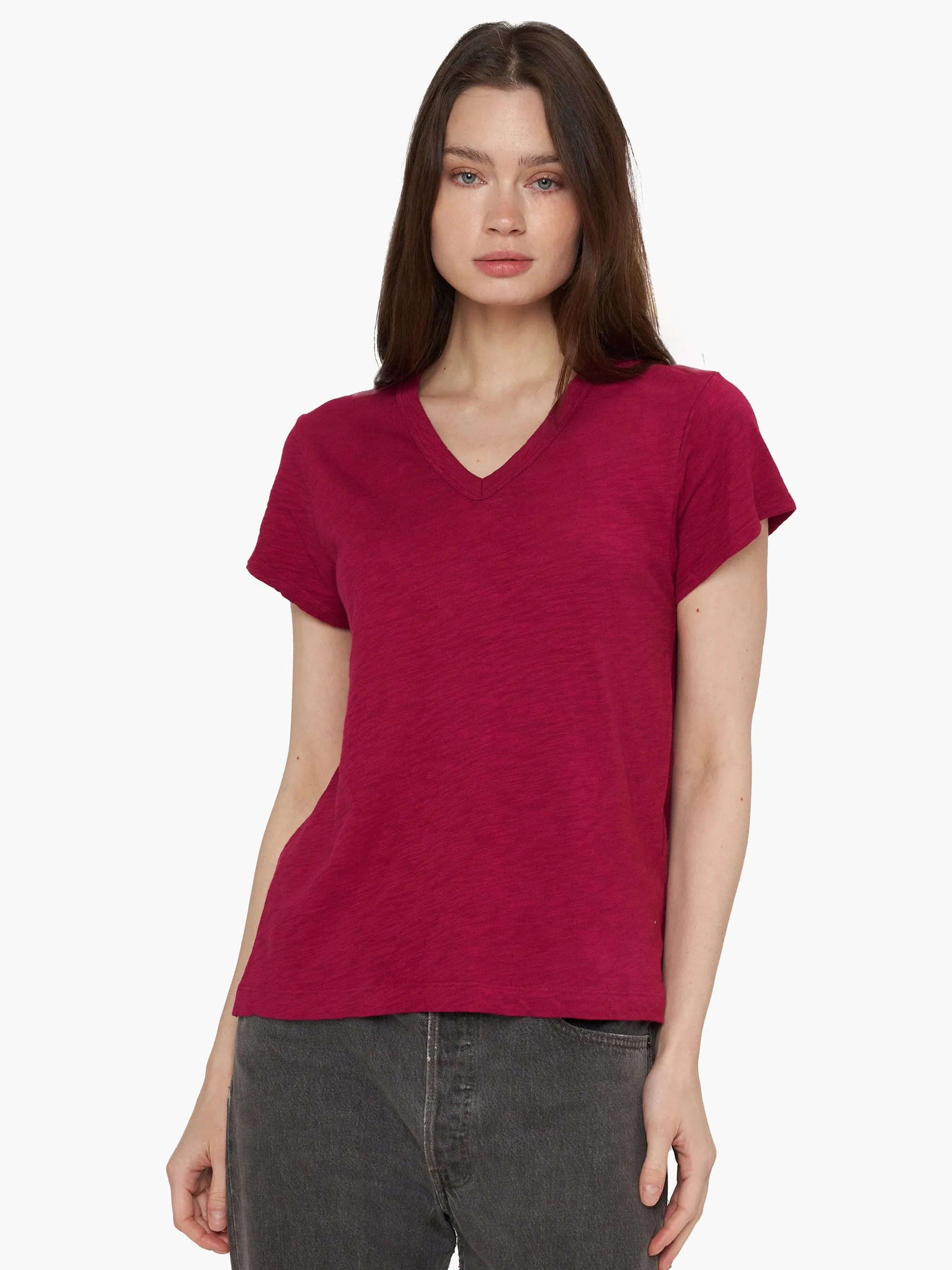 FadeResistant Color Travel Proof V-Neck Short Sleeve Baby- Baby Fit Tee