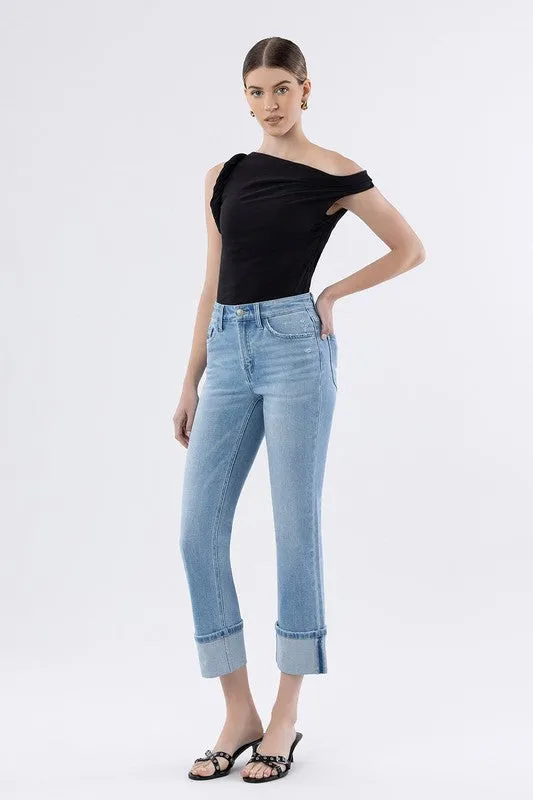 Flexible Joints Concert Vibe Flying Monkey Cuffed Slim Straight Jean