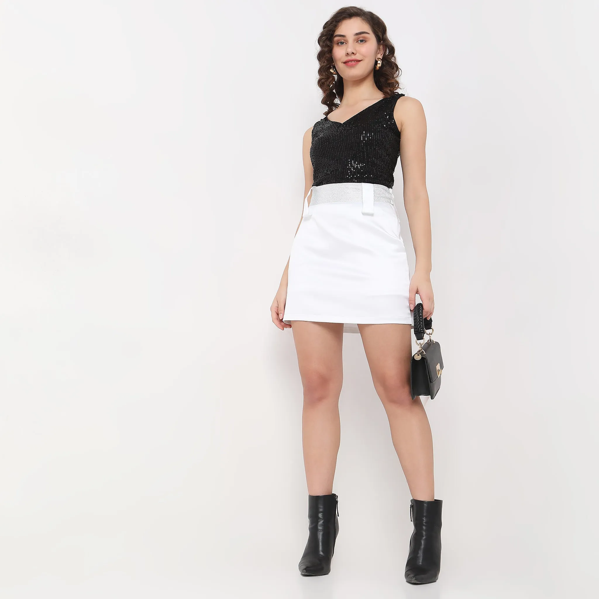 Regular Fit Embellished Mid Rise Skirt Street Fest Light Ease