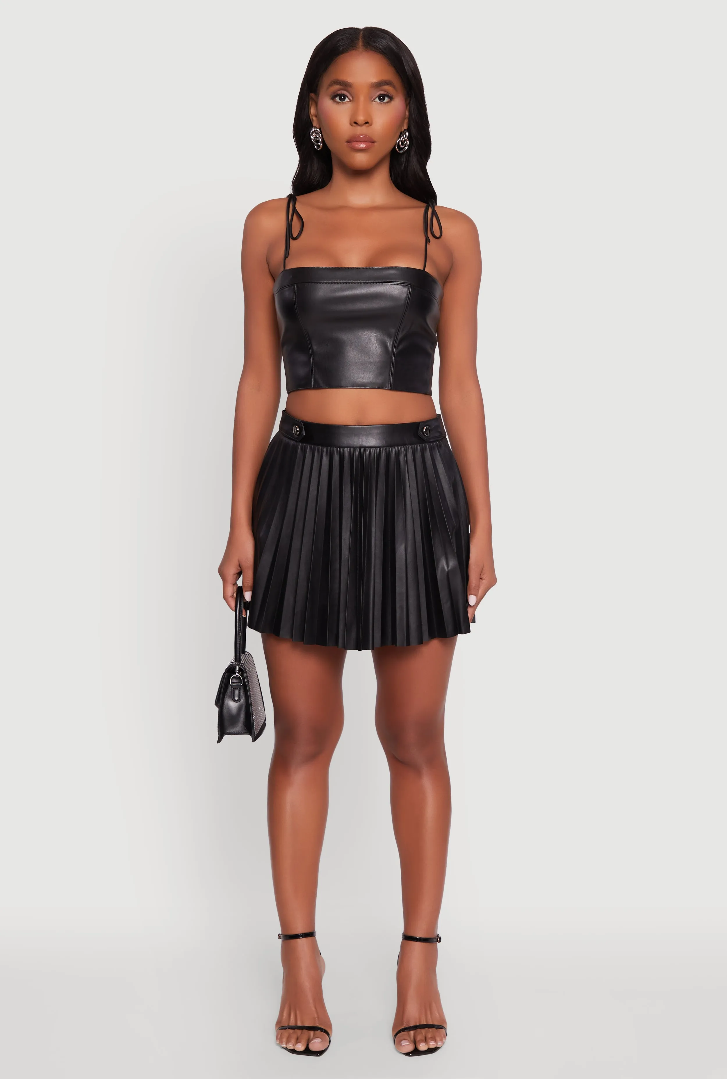 Sleek Appeal Faux Leather Mini Pleated Skirt