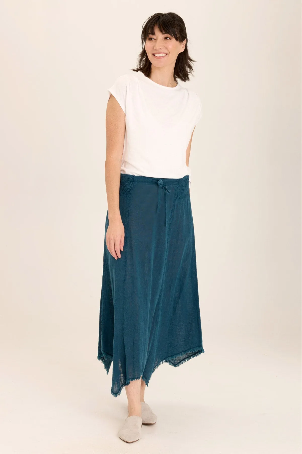 Adjustable Straps Daily Use Zuri Gauze Handkerchief Casual Midi Skirt