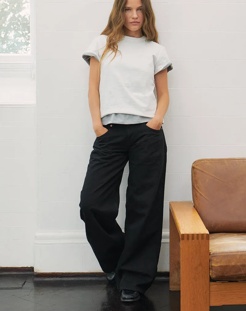 Low Rise Roomy Jeans in Rinse Black AbrasionResistant Material Fur Fit