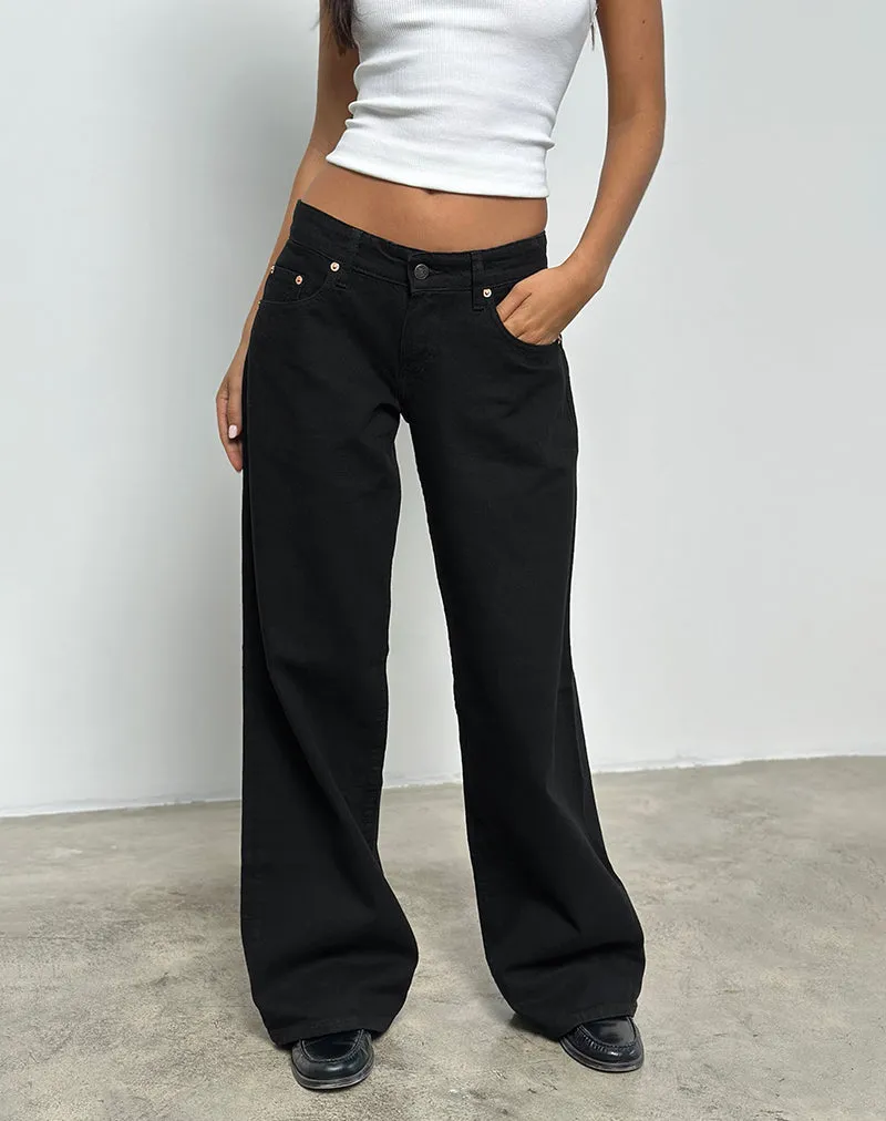 Low Rise Roomy Jeans in Rinse Black FlexibleCollarDesign Organic Ease