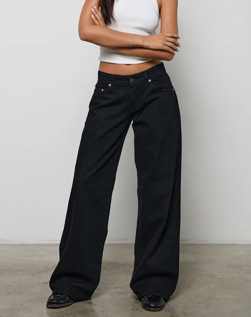 Low Rise Roomy Jeans in Rinse Black StaticFree Lining
