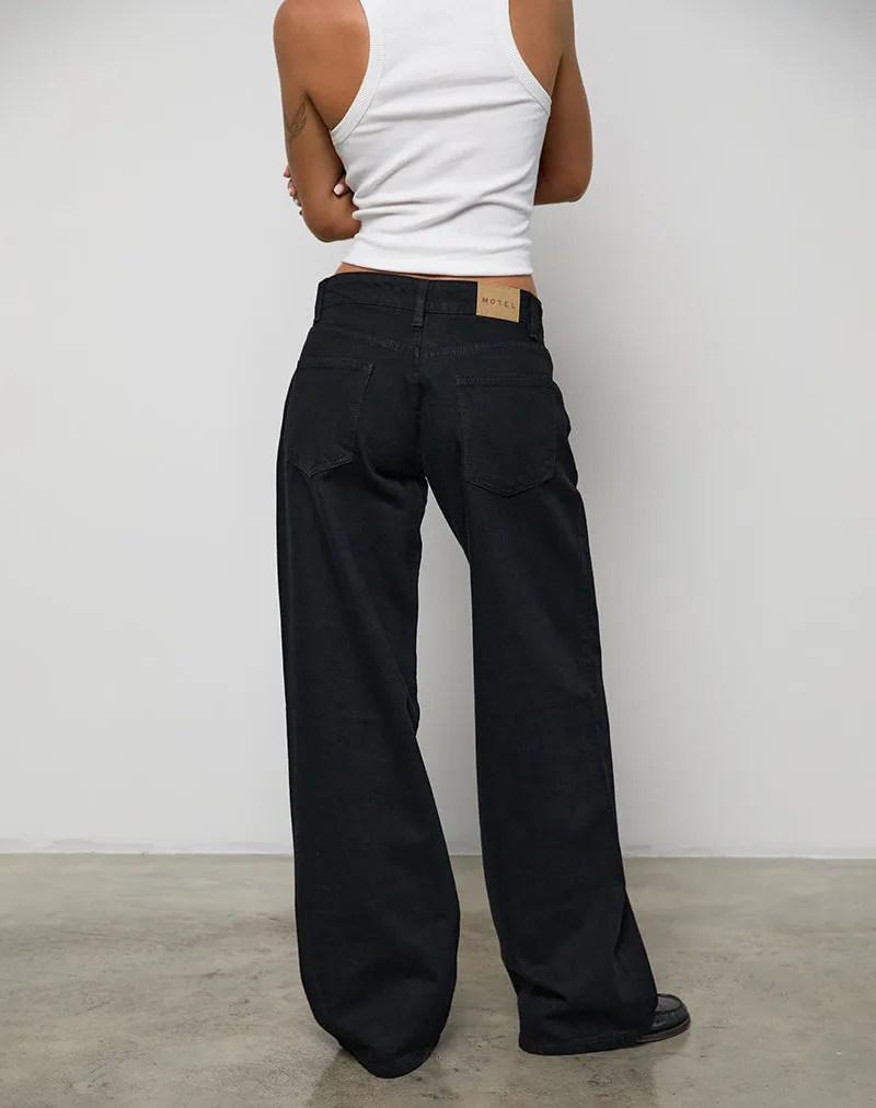 Low Rise Roomy Jeans in Rinse Black Craft Edge Tagless Design