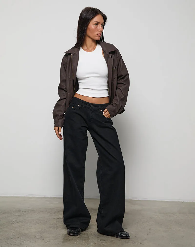 StainResistant Fabric Low Rise Roomy Jeans in Rinse Black