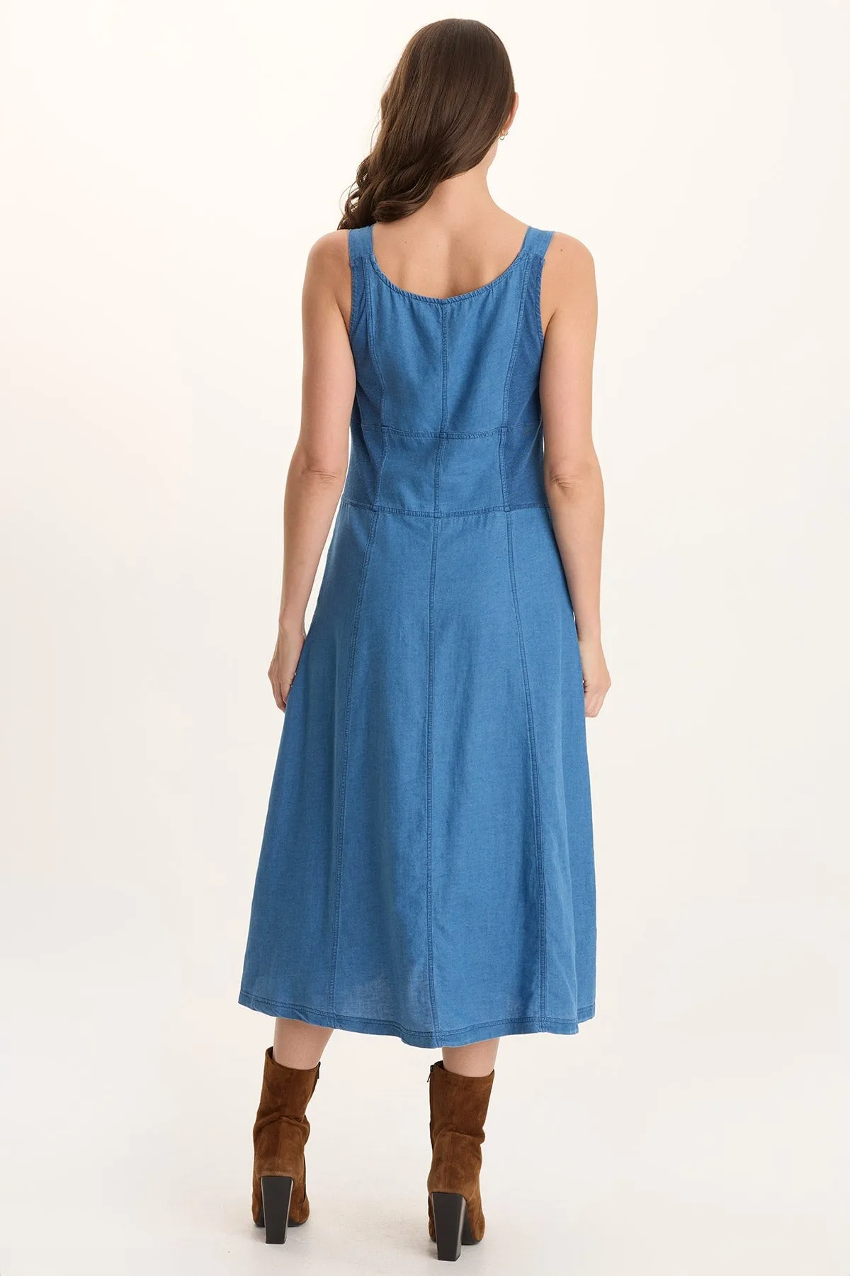 NoRubEdging Lyall Mock Denim Twill Midi Tank Dress