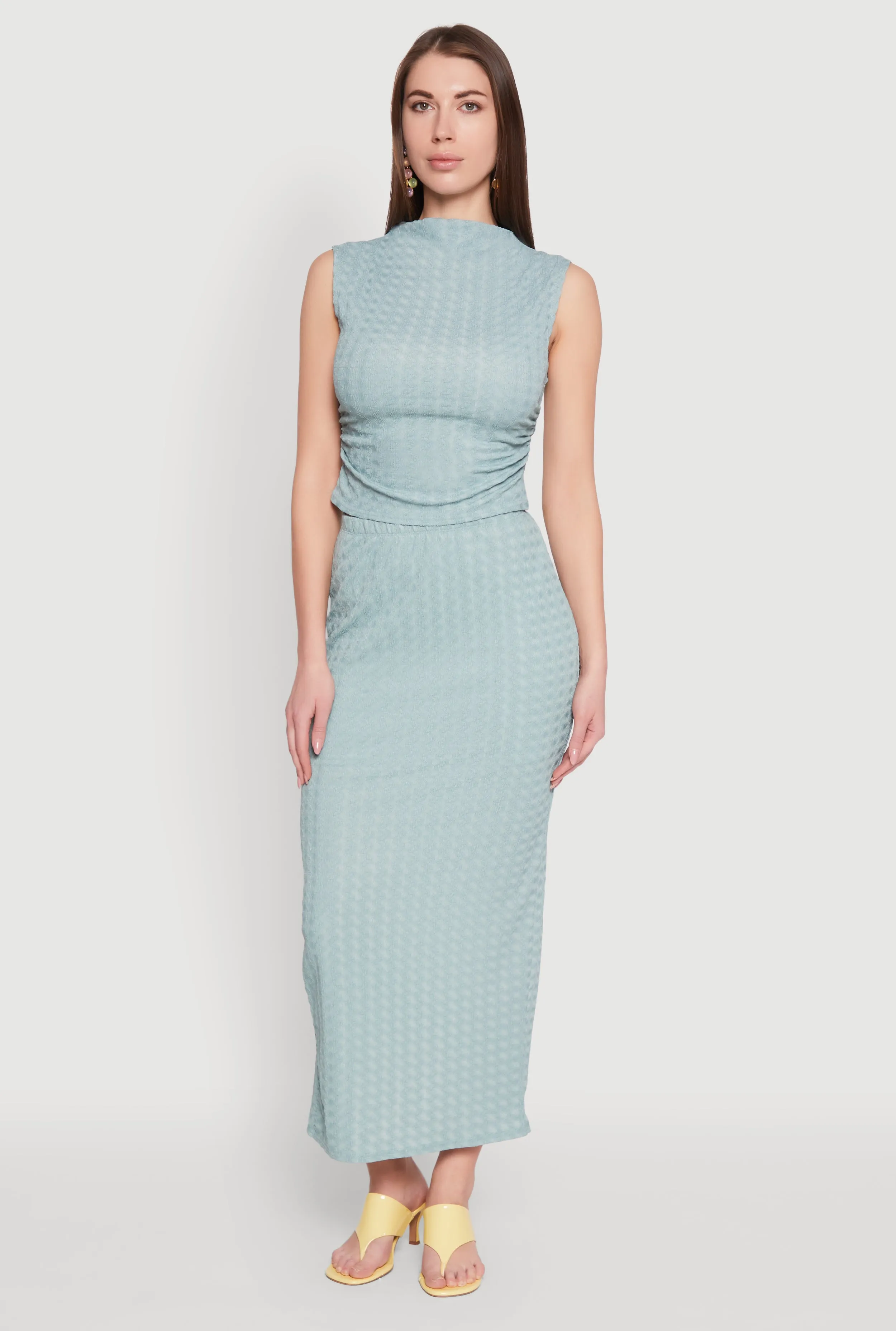 Everyday Wear Textured Knit High Waisted Maxi Skirt