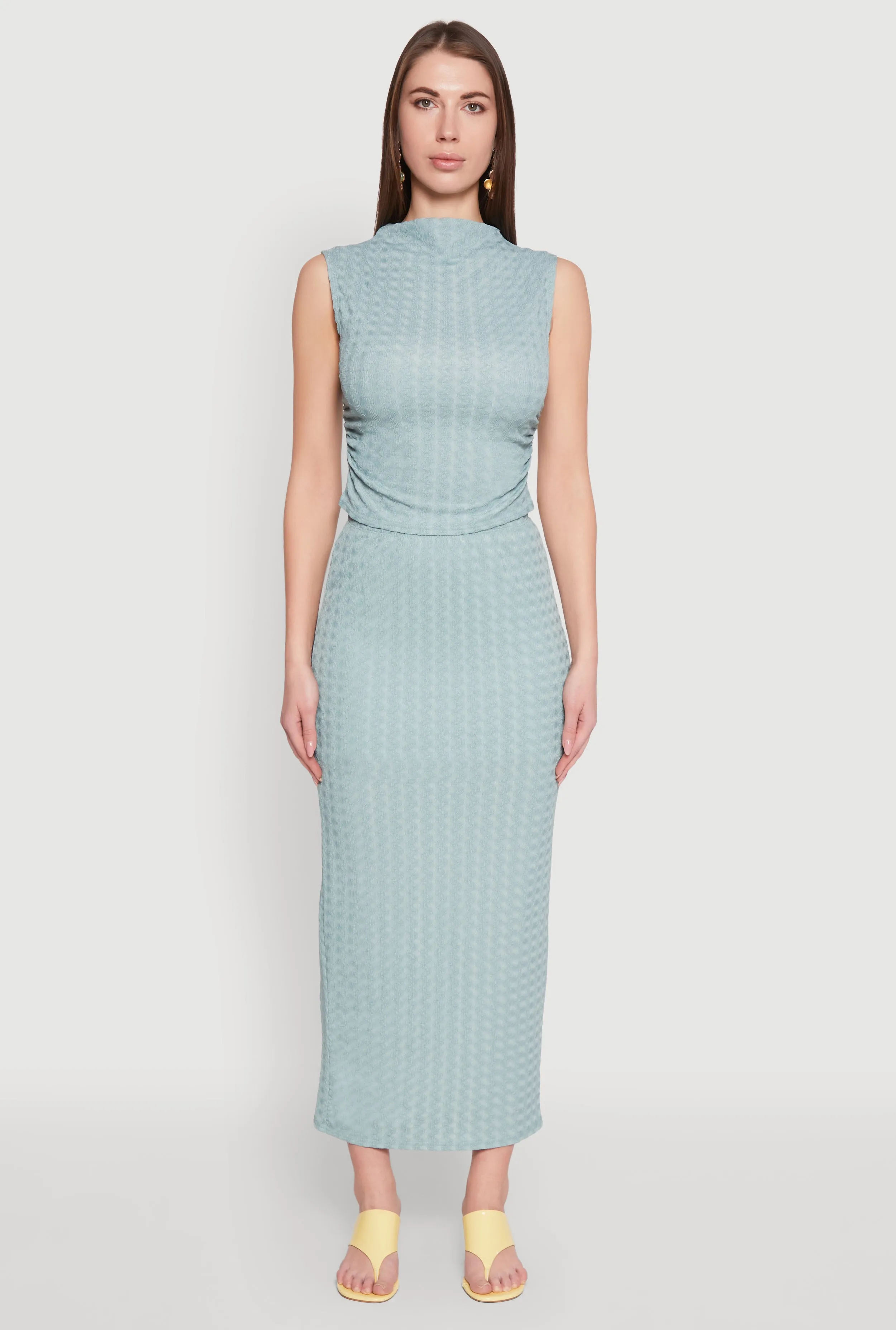 Textured Knit High Waisted Maxi Skirt Polished Style