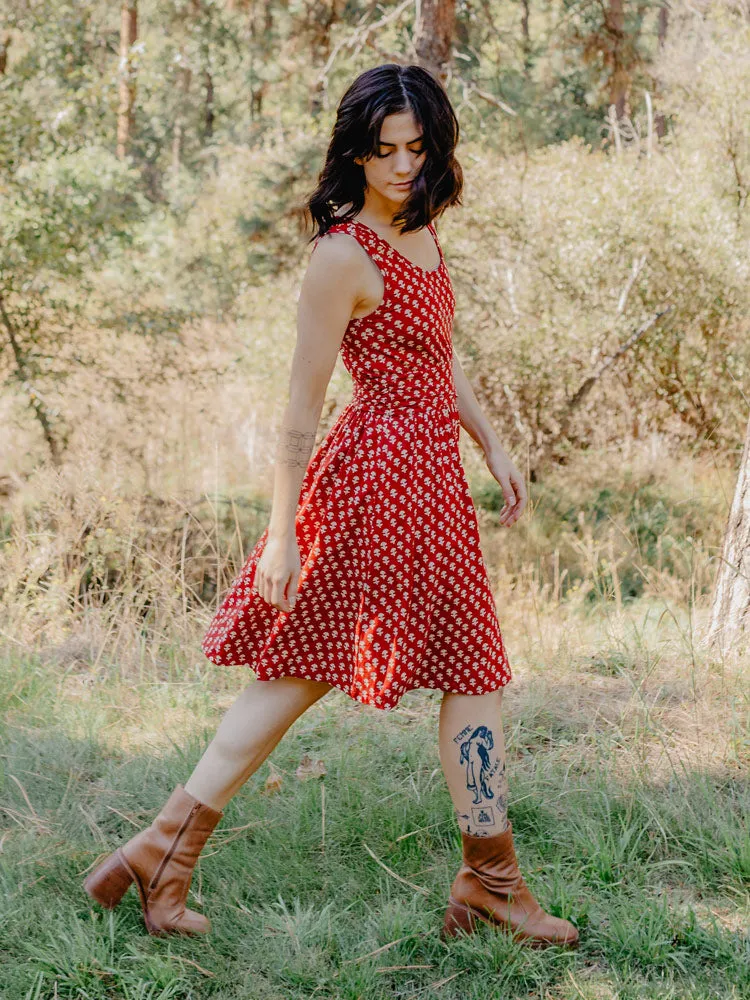 LowMaintenanceFabric Asheville Dress - Micro Floral Red