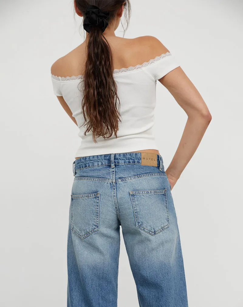 Low Rise Parallel Jeans in Powder Blue Sharp Edge
